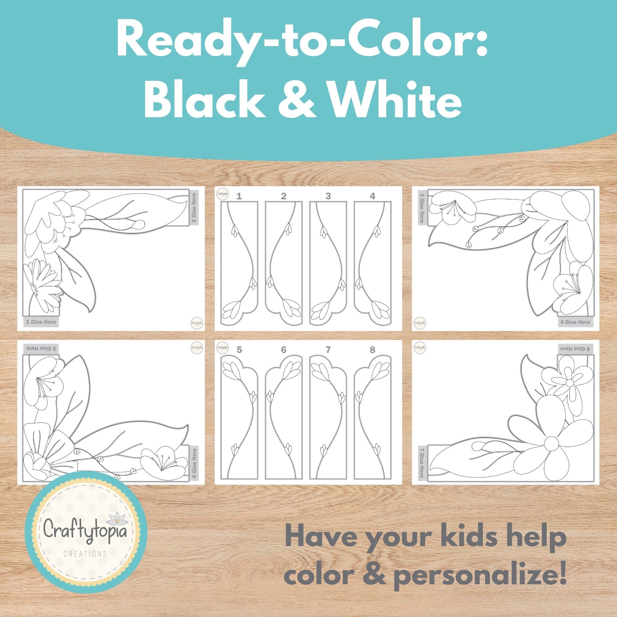 Black and white Mother’s Day bulletin board coloring decorations for classroom activities | Craftytopia Creations