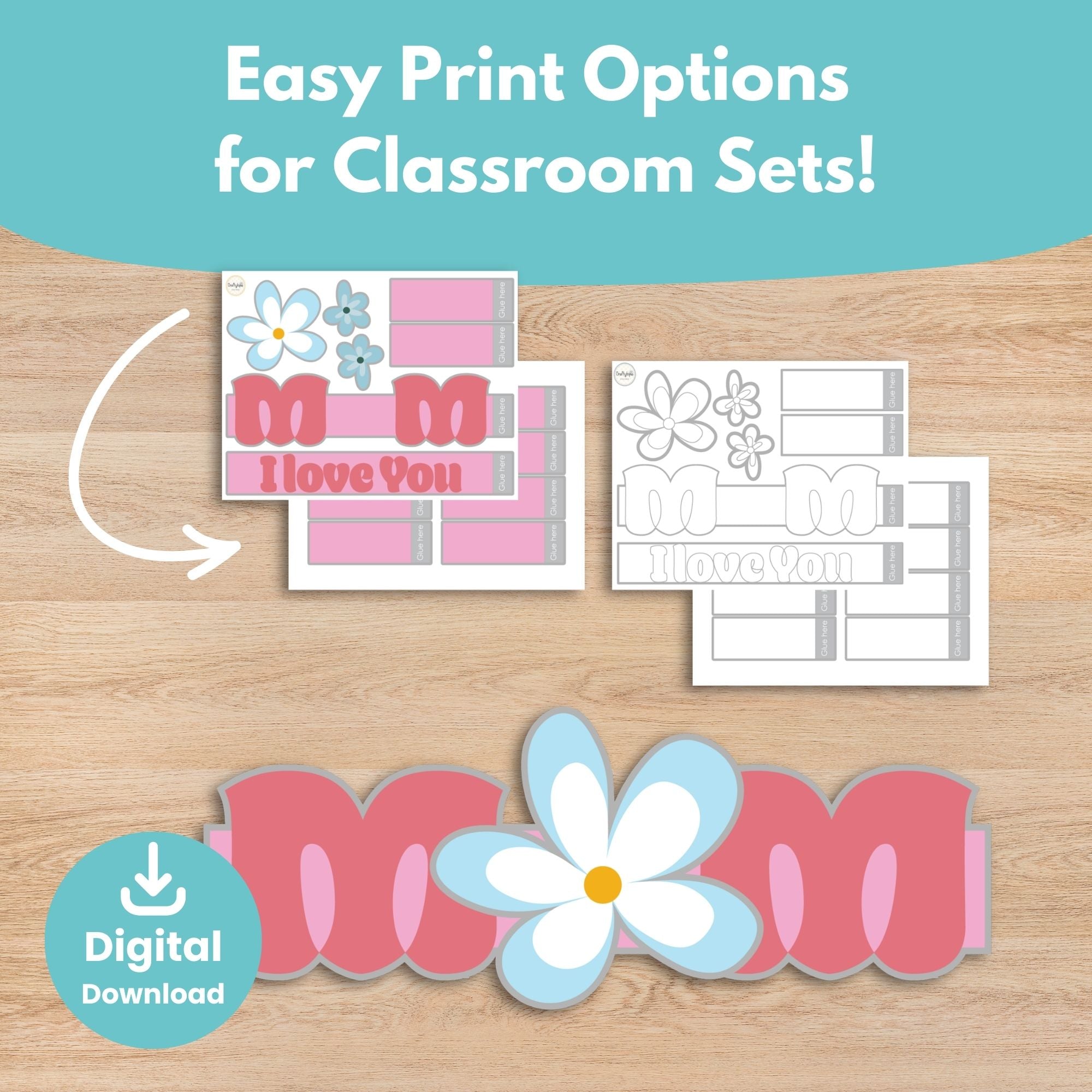 Color Mother’s Day crown printable flower craft for kids | Craftytopia Creations