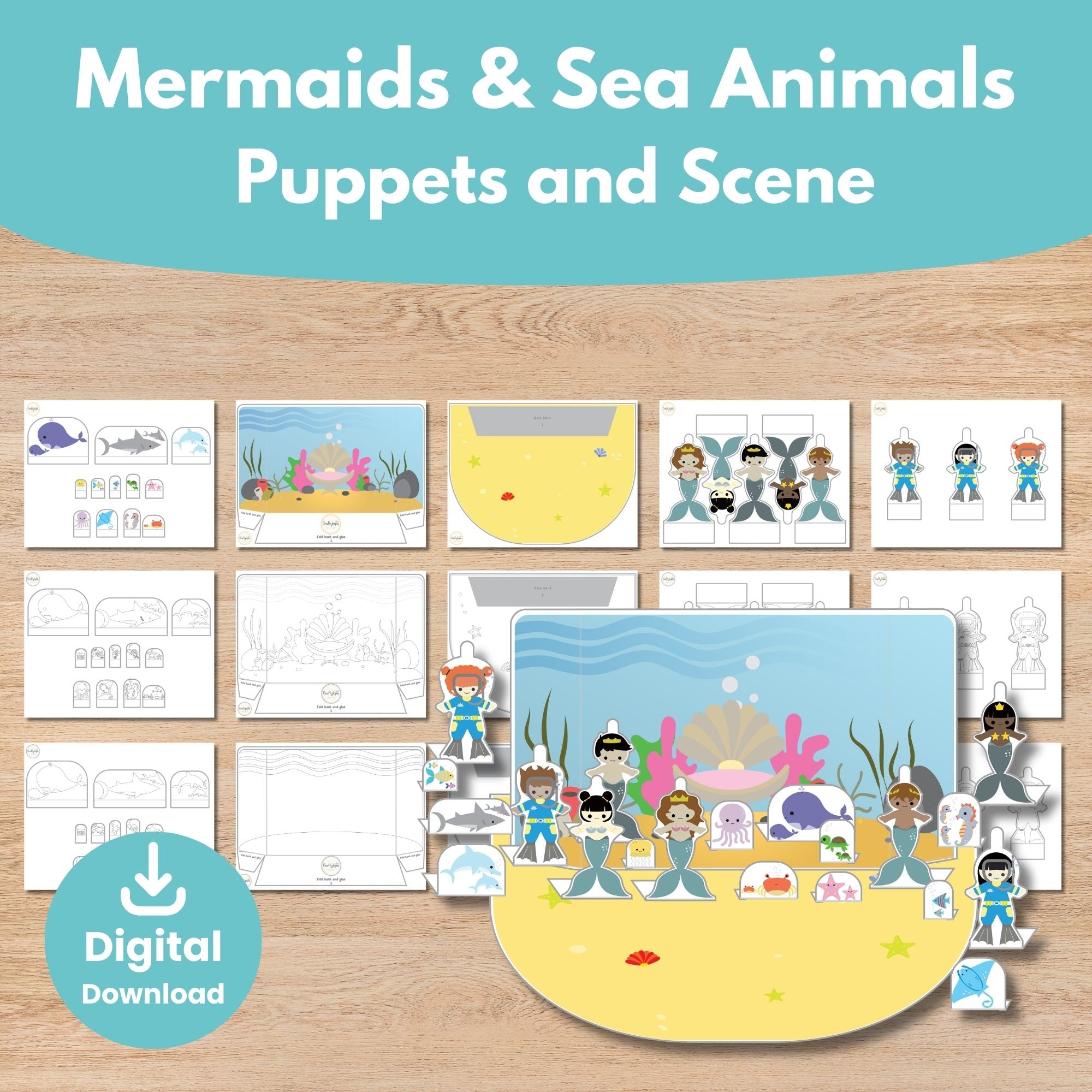 Sea animals flashcards and scavenger hunt printable vocabulary activity for kids | Craftytopia Creations