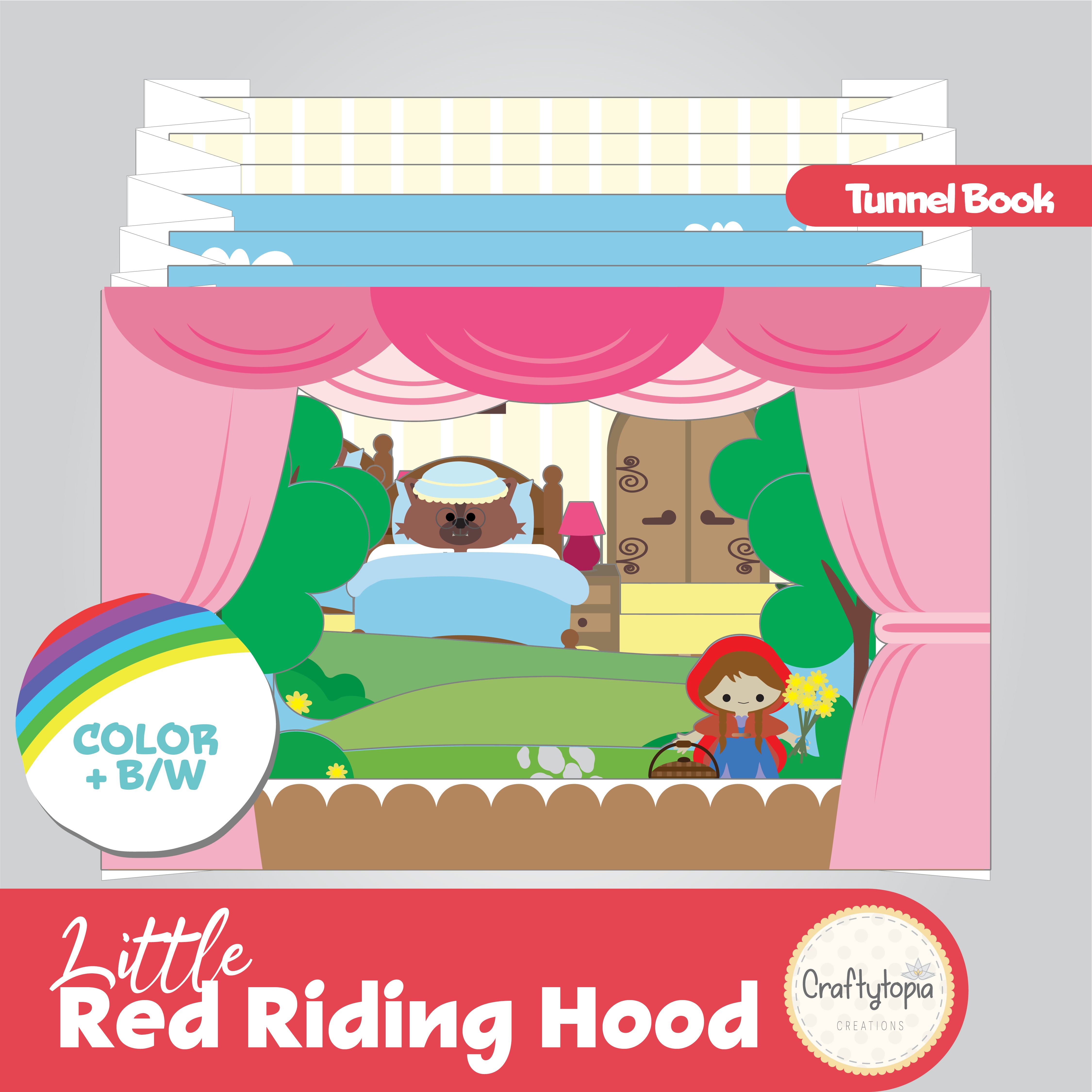 Printable Little Red Riding Hood Tunnel Book 3D Kids Craft 