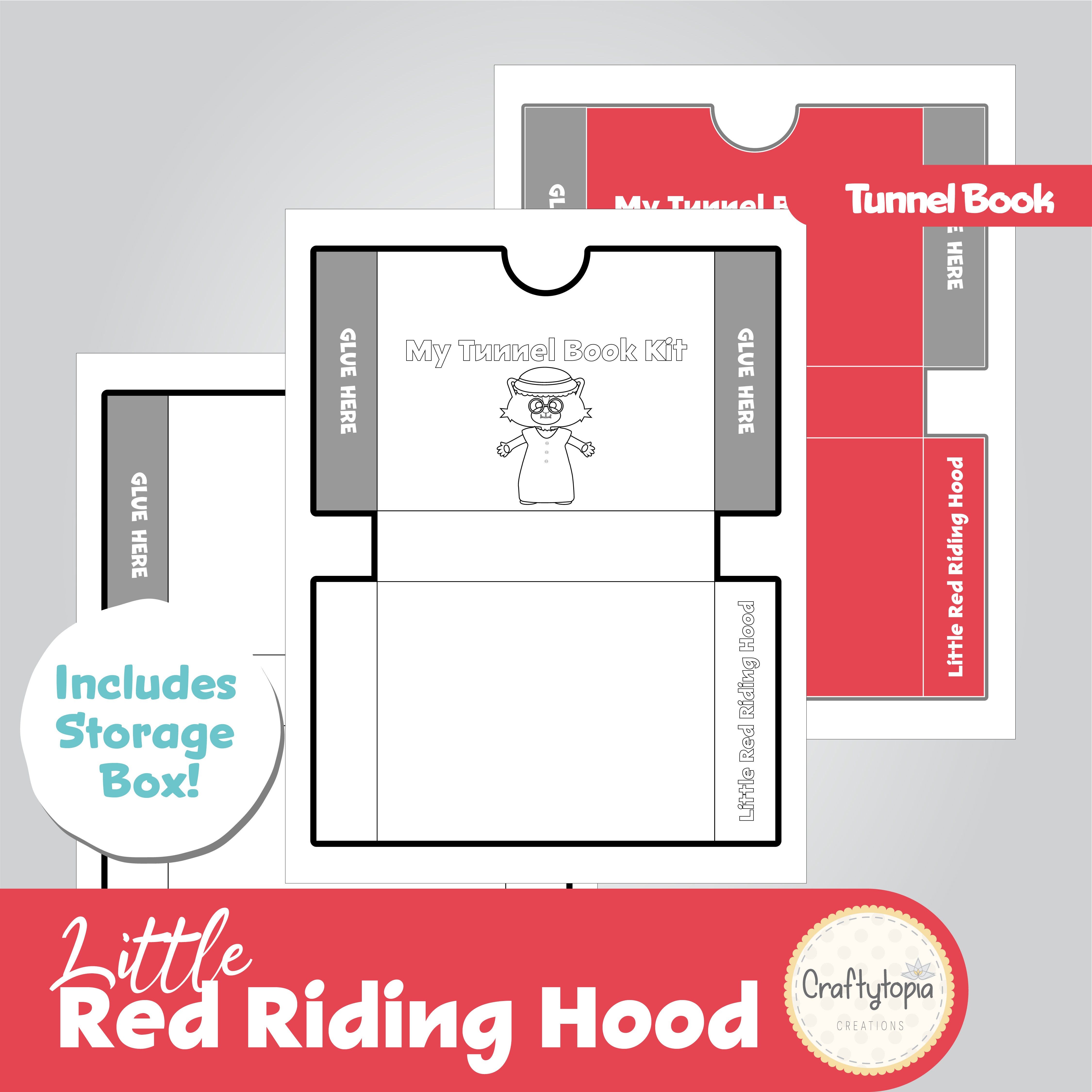 Printable Little Red Riding Hood Tunnel Book 3D Kids Craft for coloring