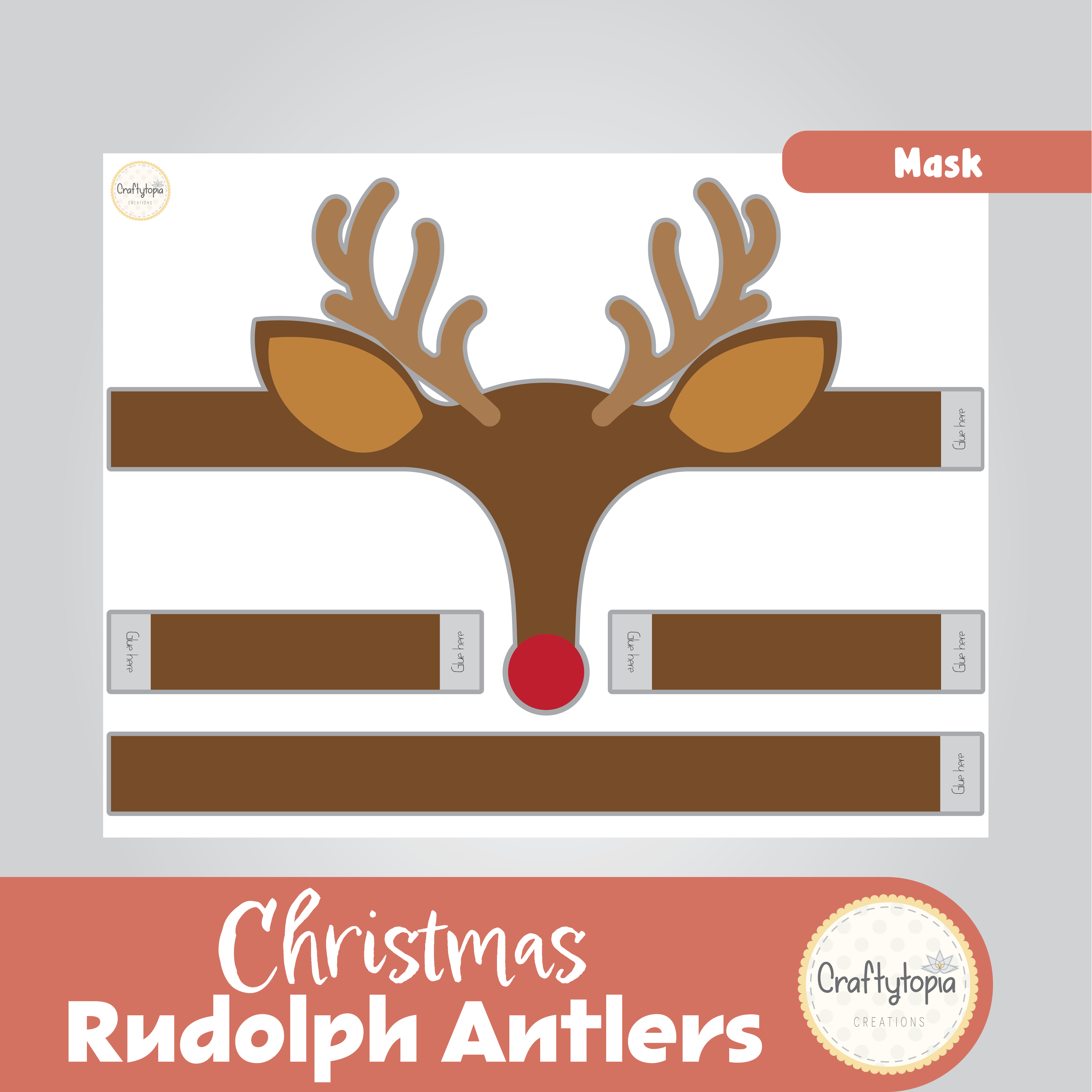 Printable Rudolph the Red Nosed Reindeer Crown Craft Kids Activity in color