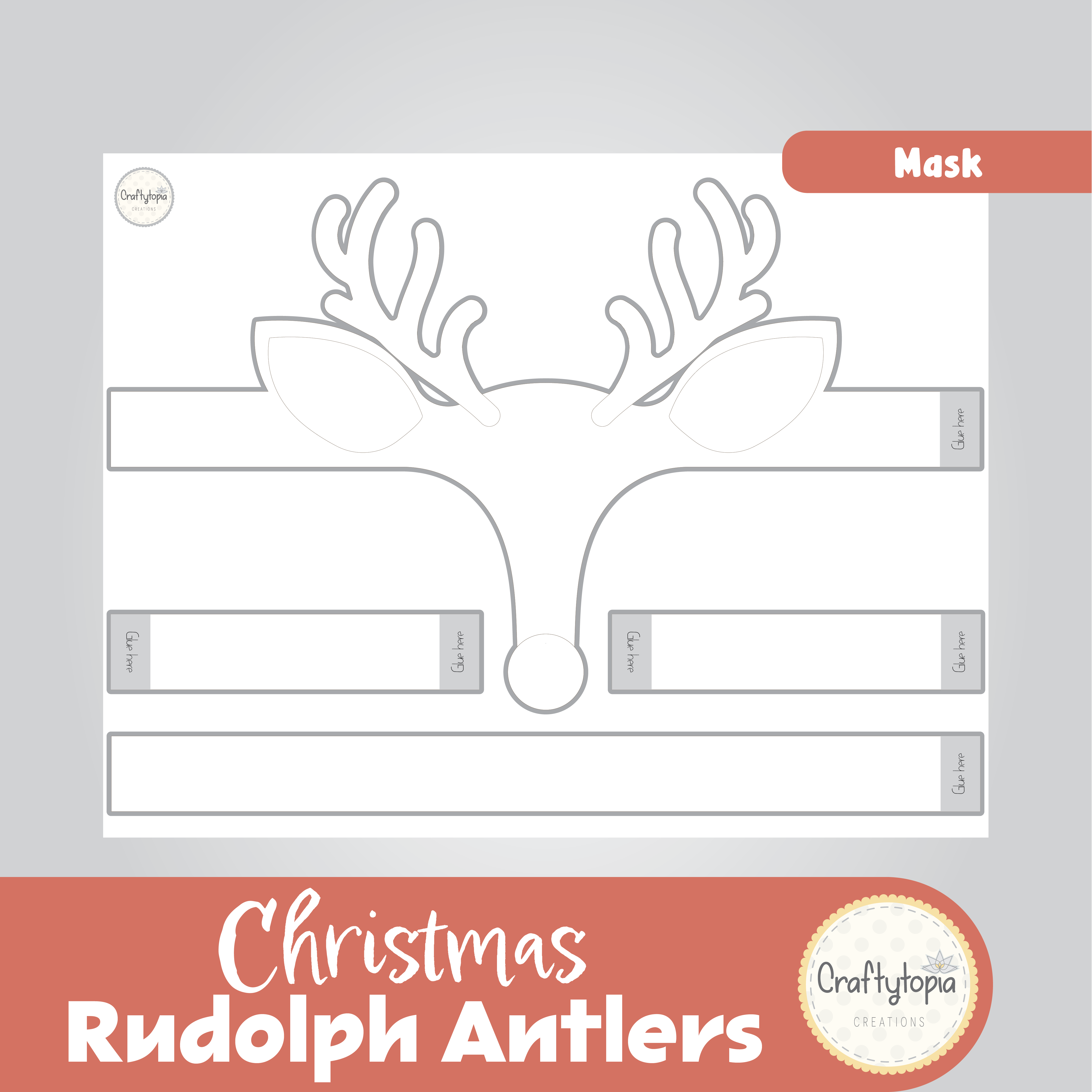 Printable Rudolph the Red Nosed Reindeer Crown Craft Kids Activity for coloring