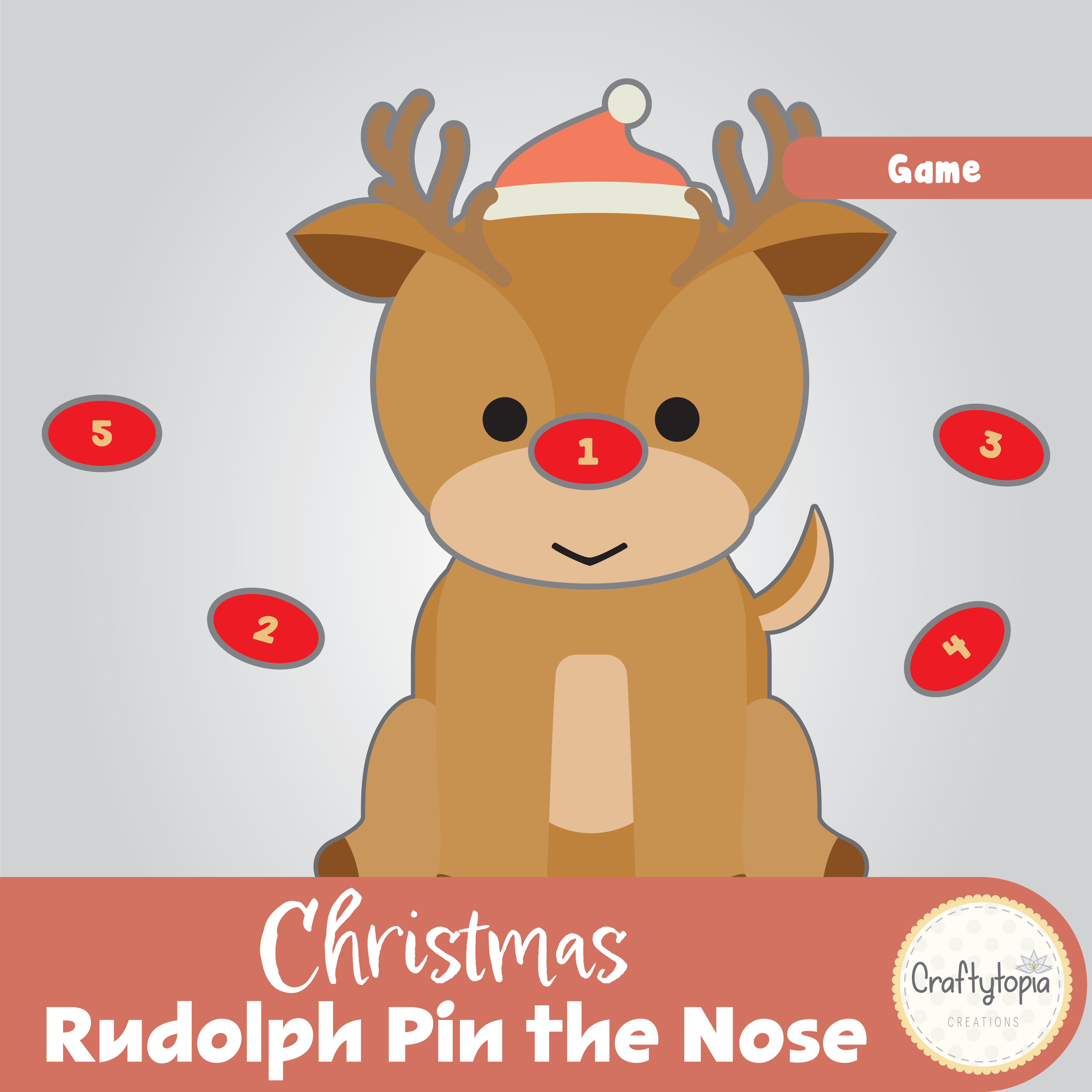 Printable Pin the Nose on Rudolph Red Nosed Reindeer Game