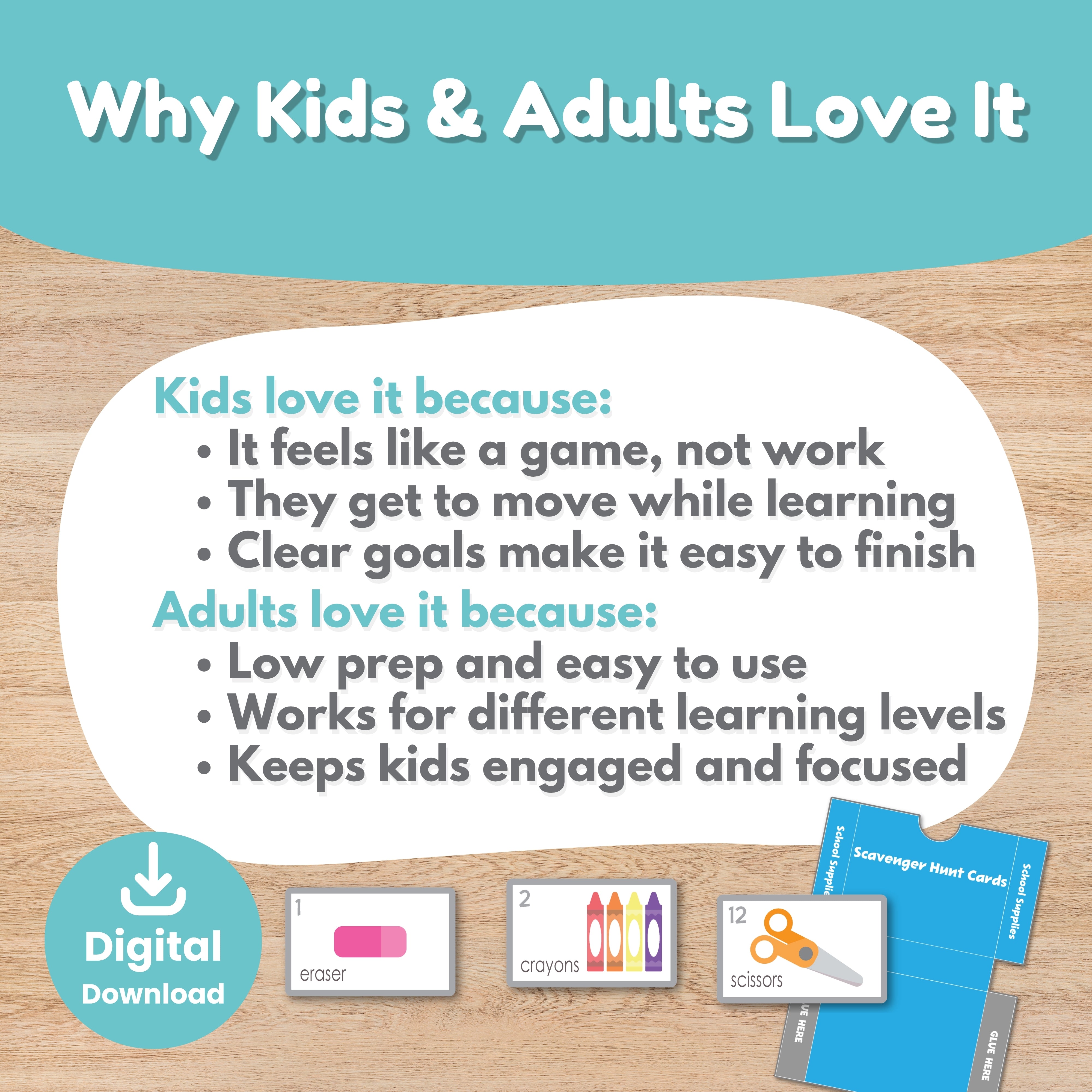 School supplies scavenger hunt writing list worksheet for Pre-K 