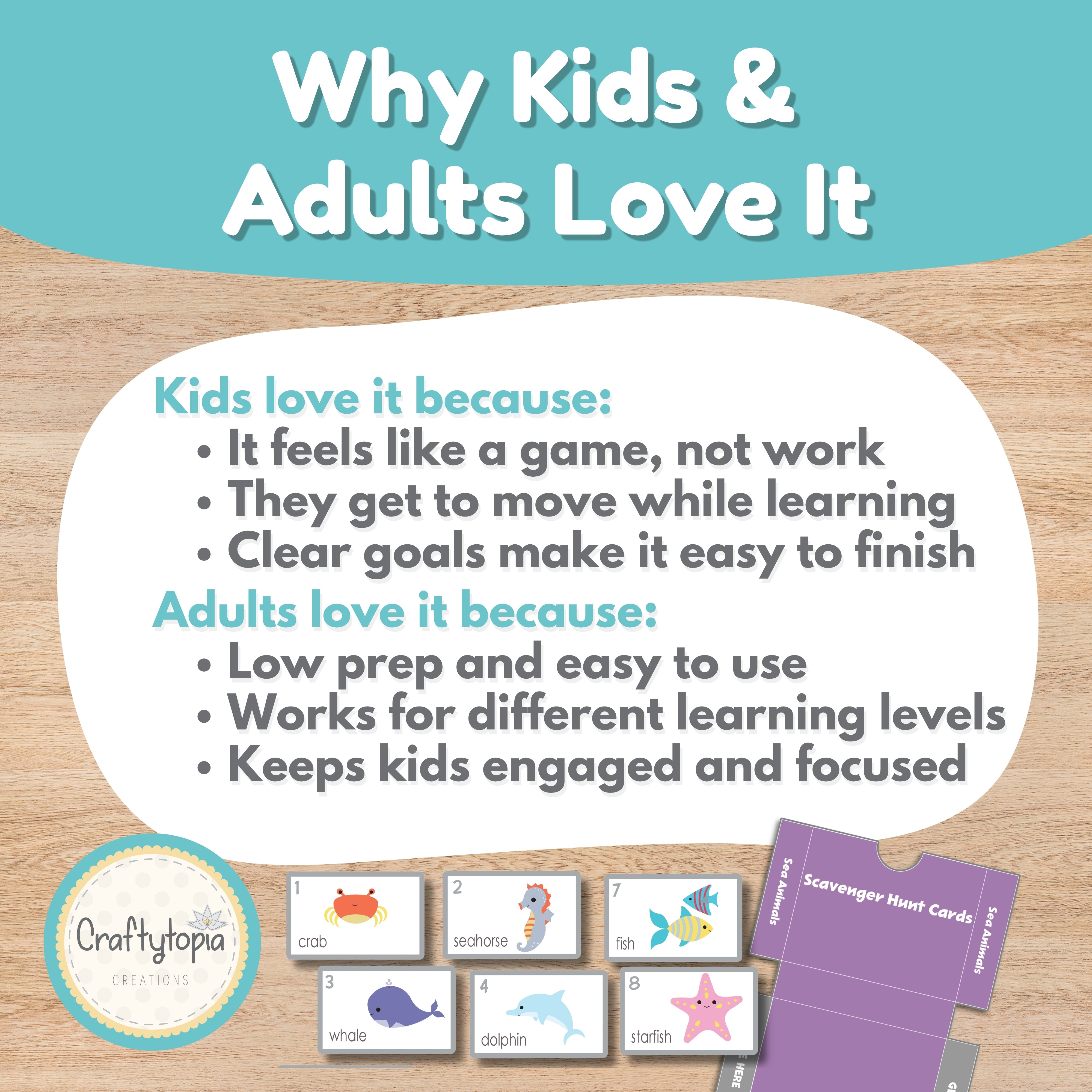 Ocean flashcards and writing activity for kids