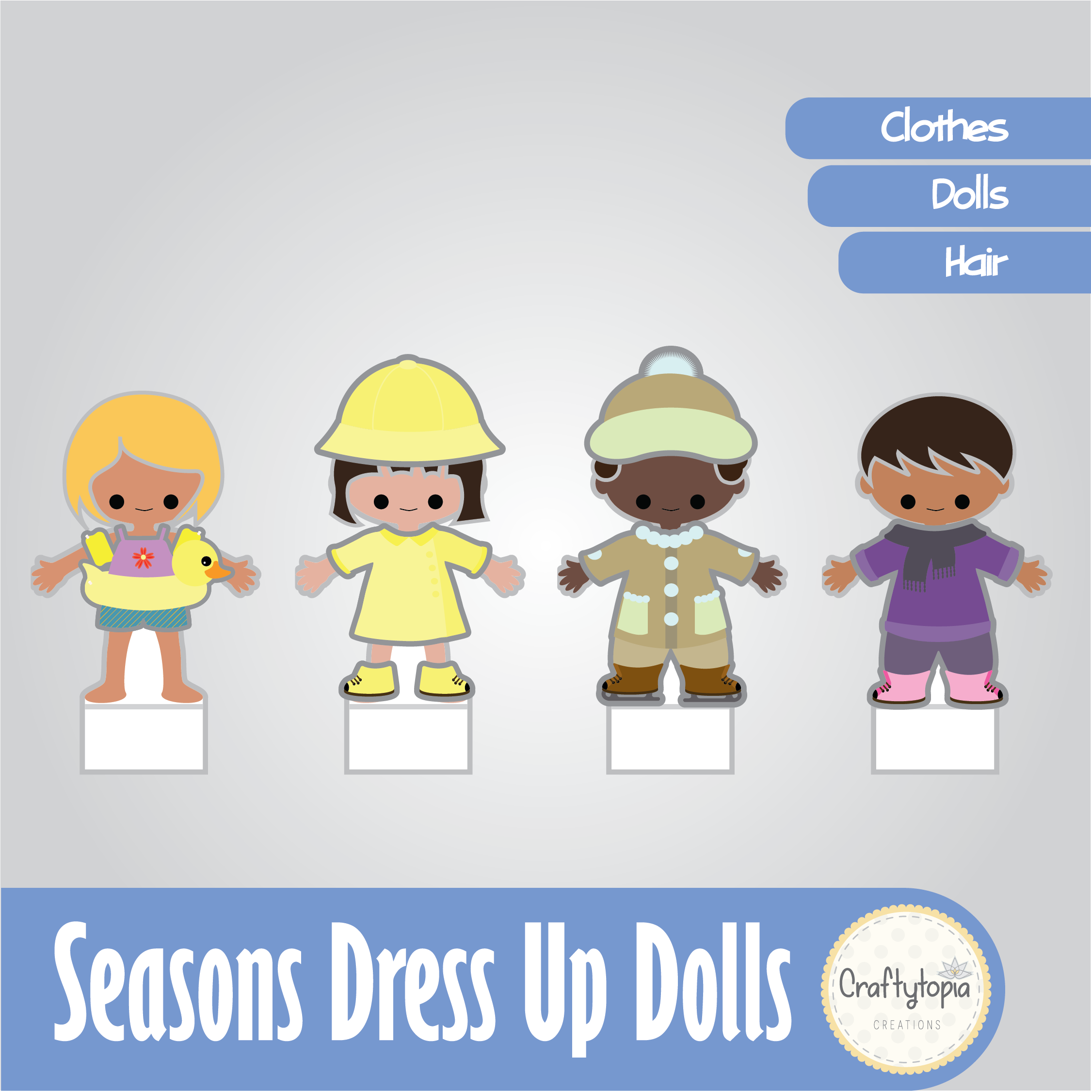 Printable Seasons Dress Up Dolls Kids Activity