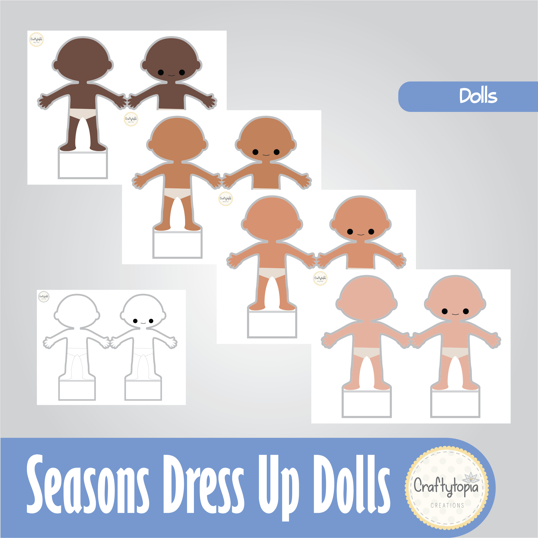 Printable Seasons Dress Up Dolls Kids Activity in color