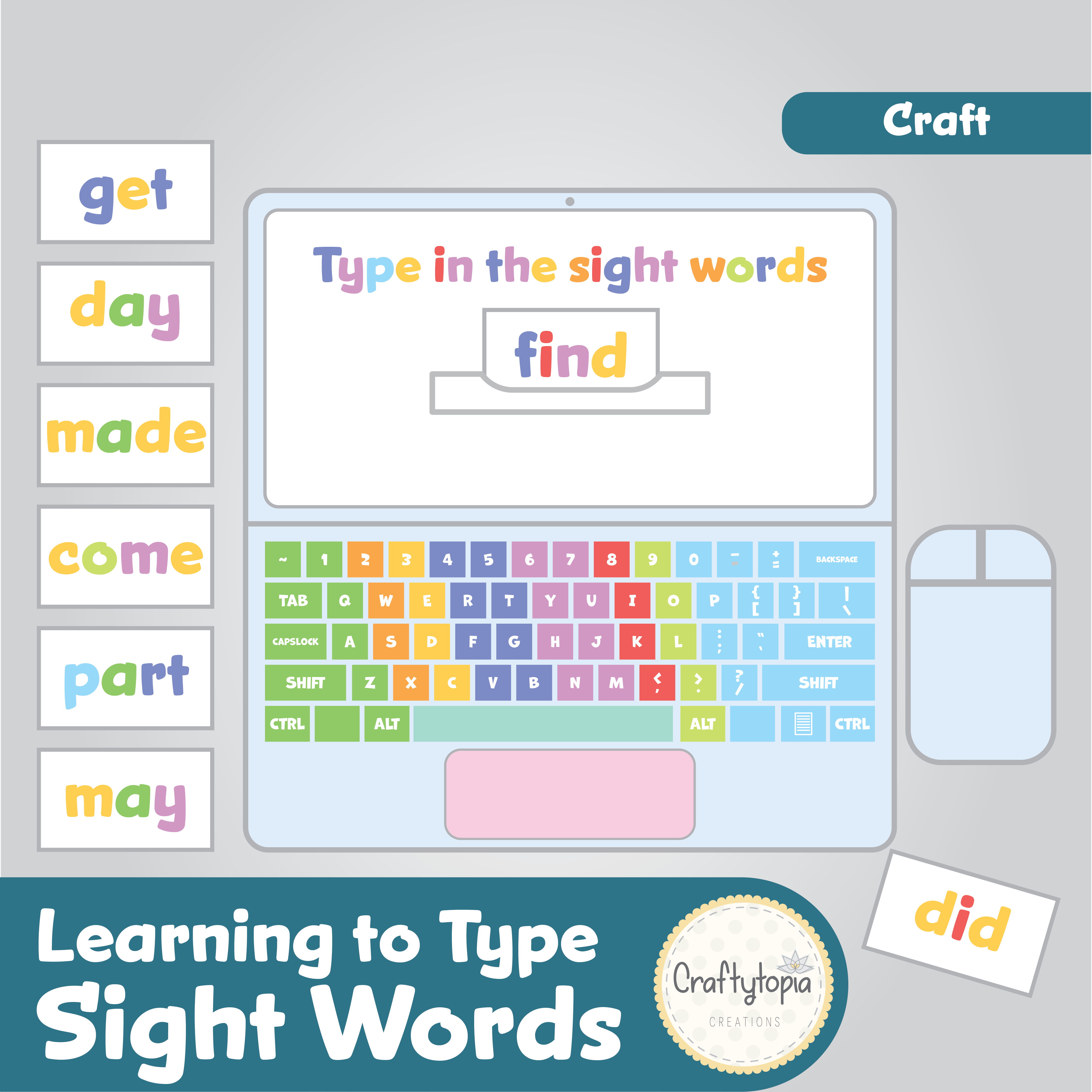 Printable Sight Words Laptop Kids Activity