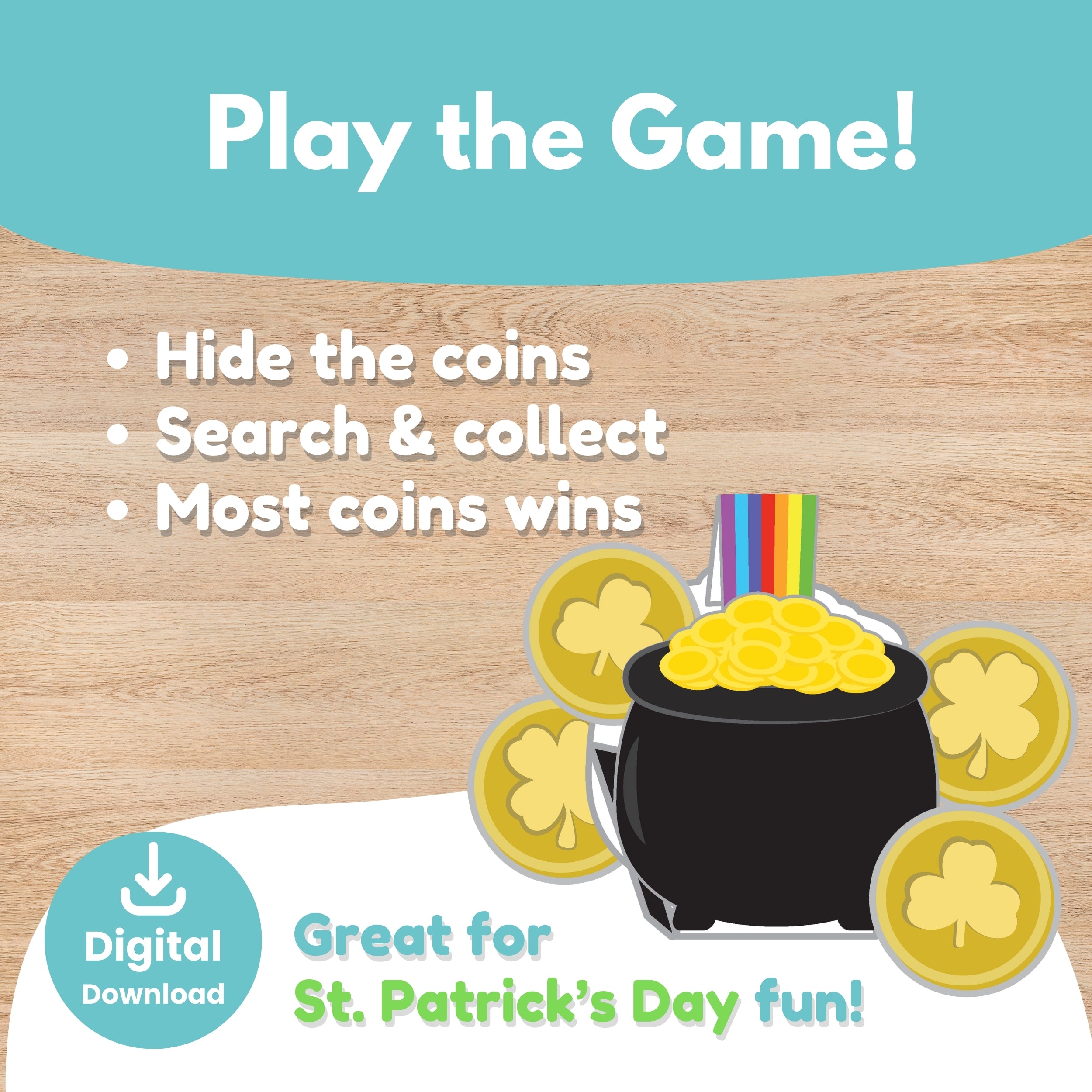 Printable St. Patrick's Day Find the Coins Game Kids Activity