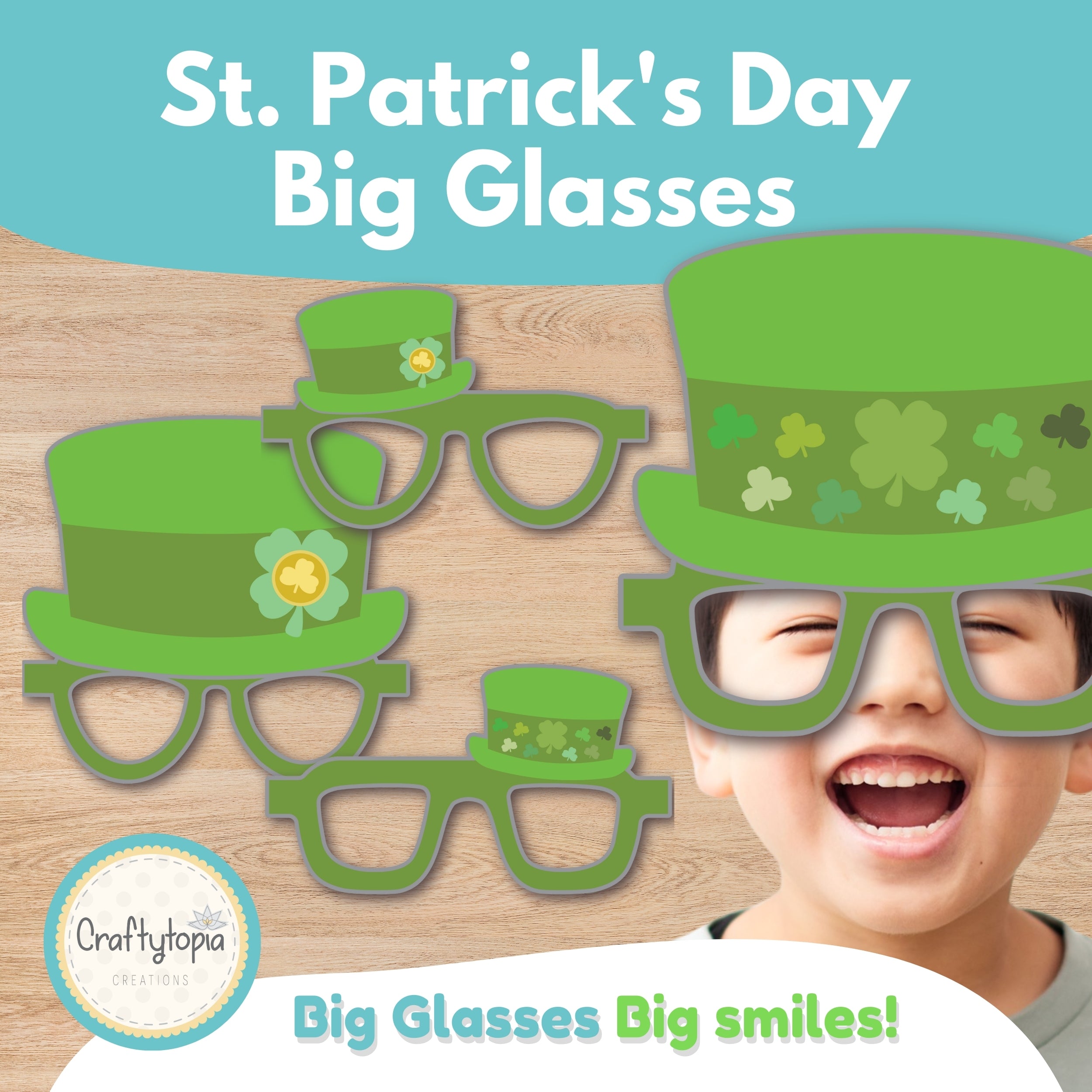 St. Patrick's Day glasses cut and paste printable craft for kids