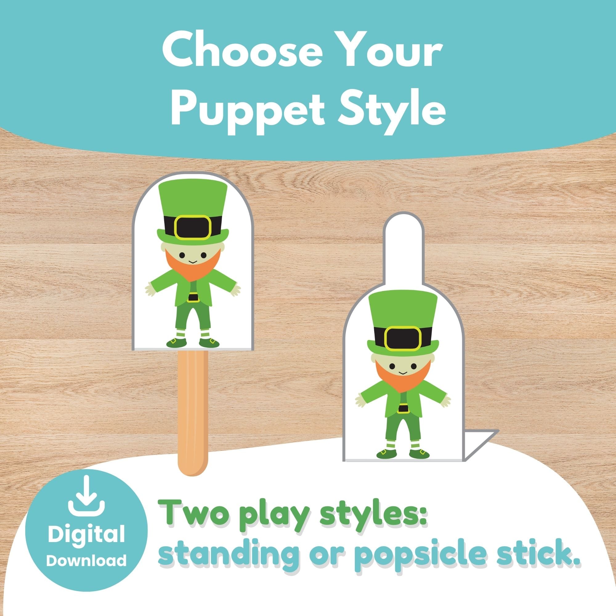 Printable St. Patrick's Rainbow Scene and Puppets Kids Activity