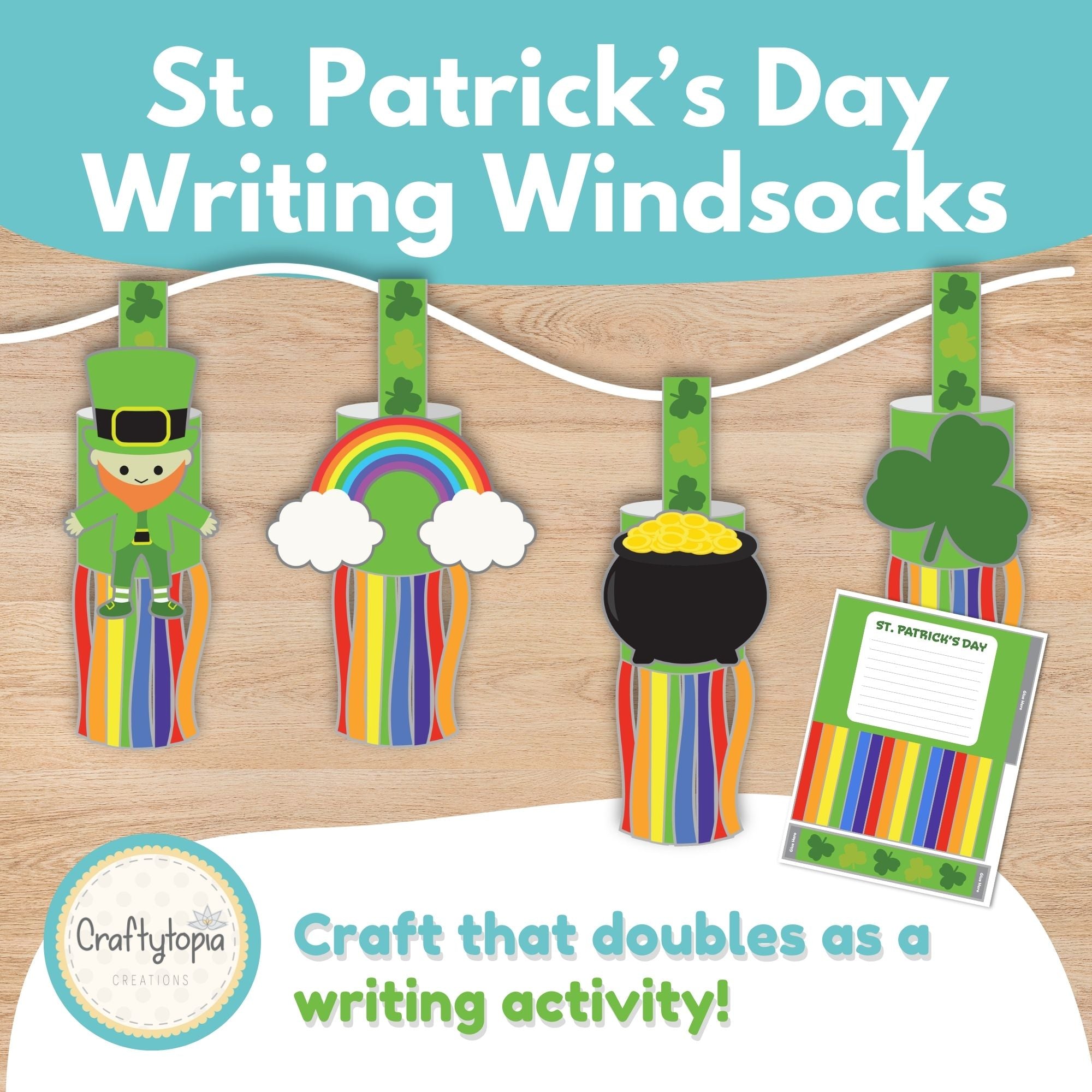 Printable St. Patrick's Day Windsock Craft and Writing Activity 