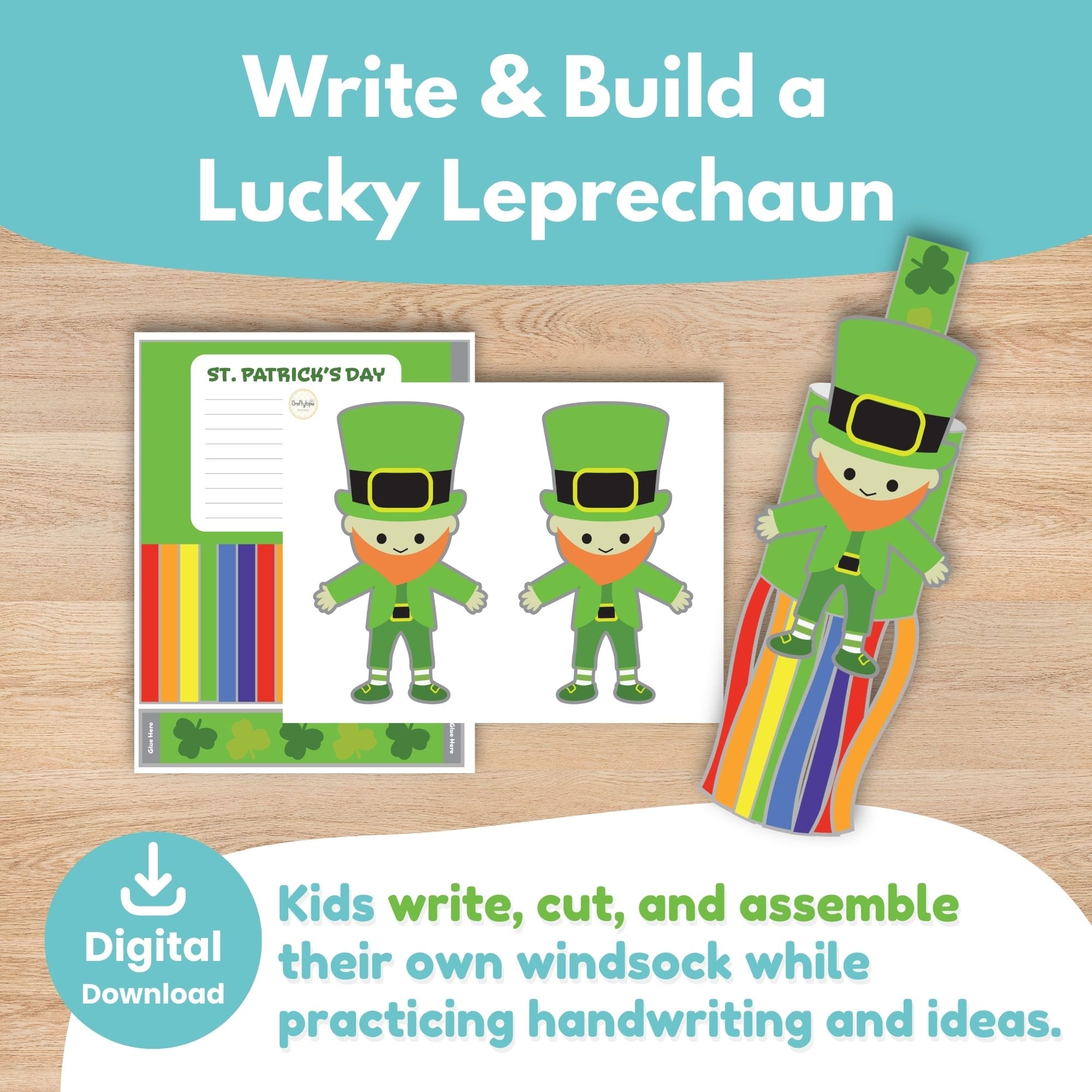 Printable St. Patrick's Day Windsock Craft and Writing Activity 