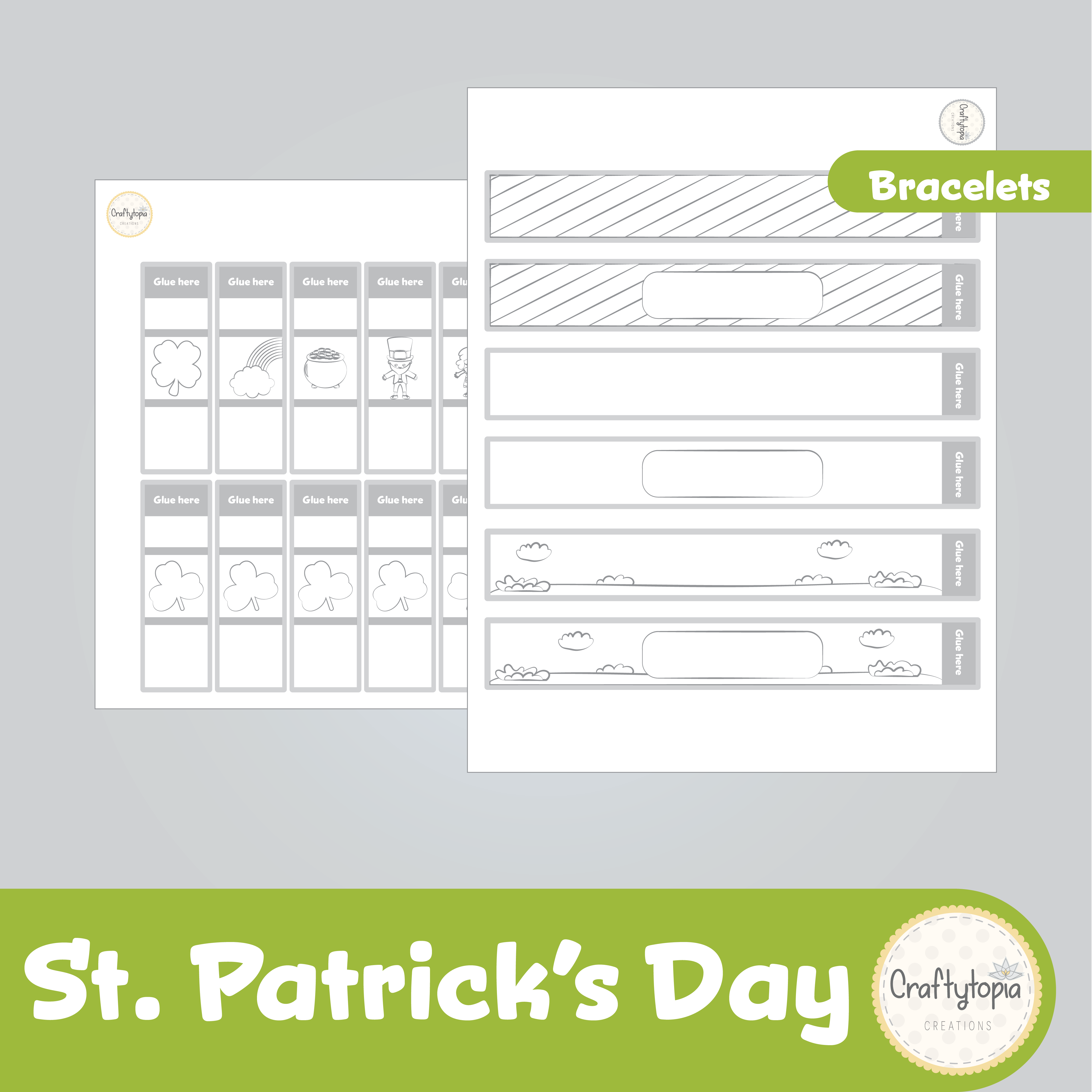 Printable St. Patrick's Day Kids Bracelets Activity for coloring