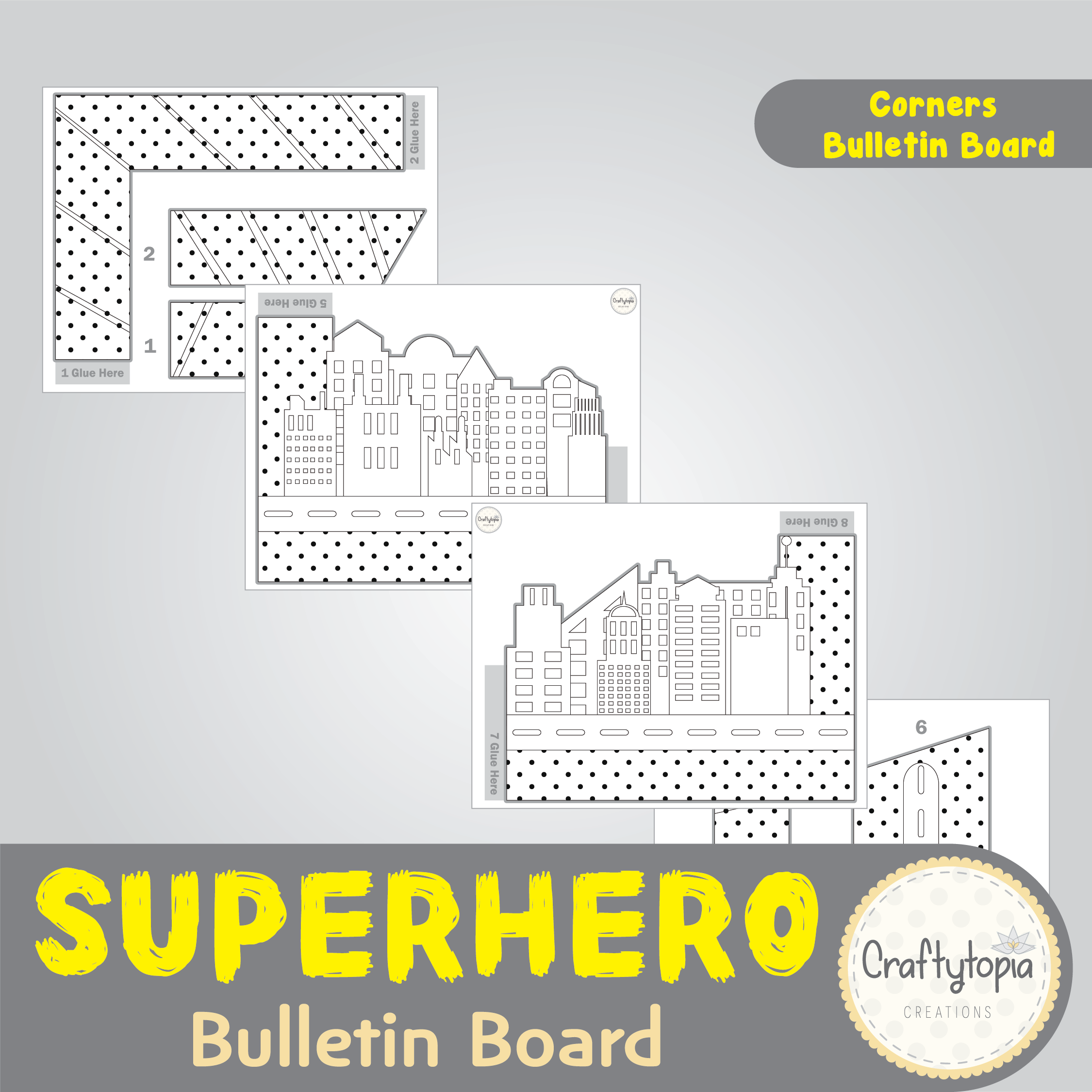 Printable Superheroes Bulletin Board for coloring