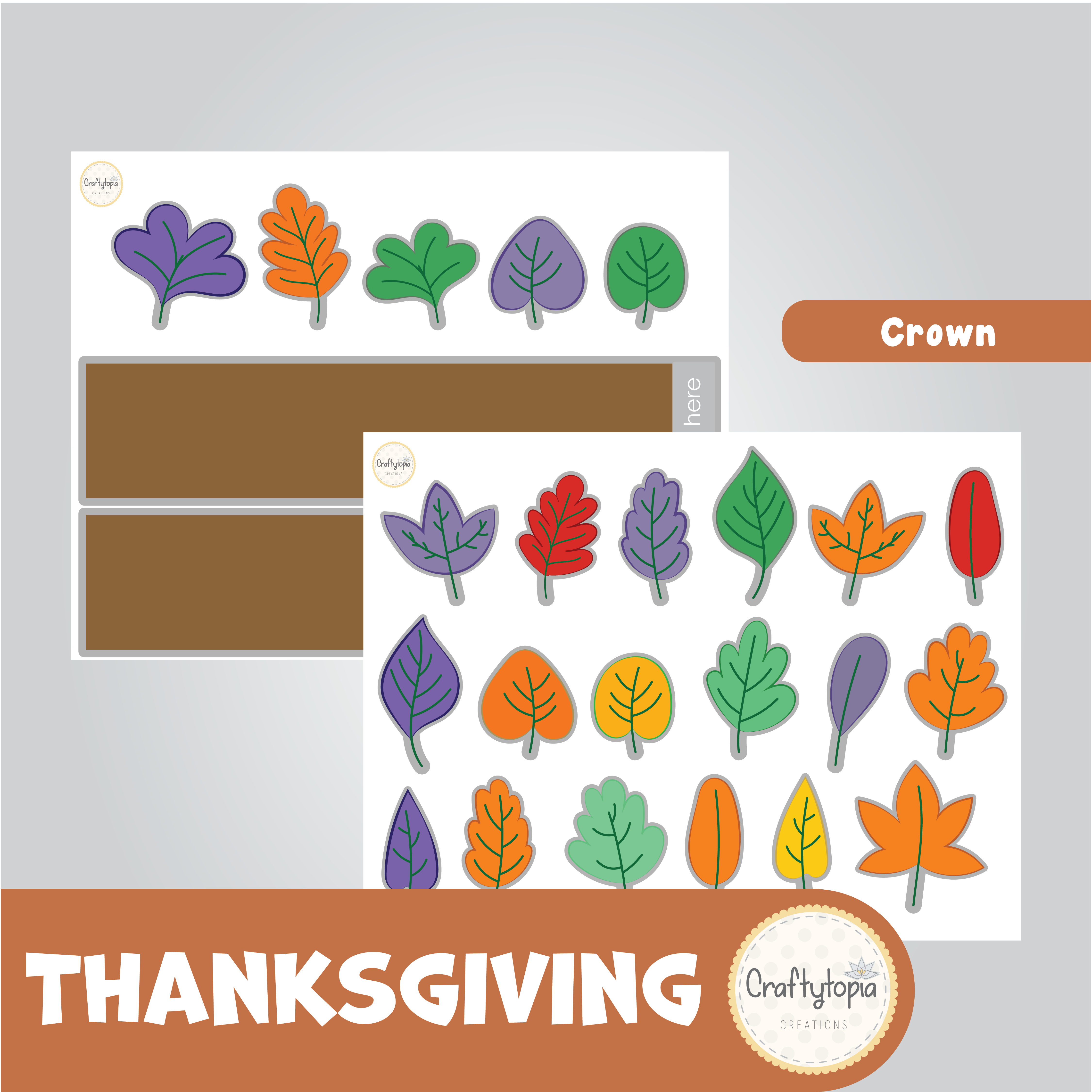 Printable Fall Leaves Thanksgiving Craft Kids Activity in color
