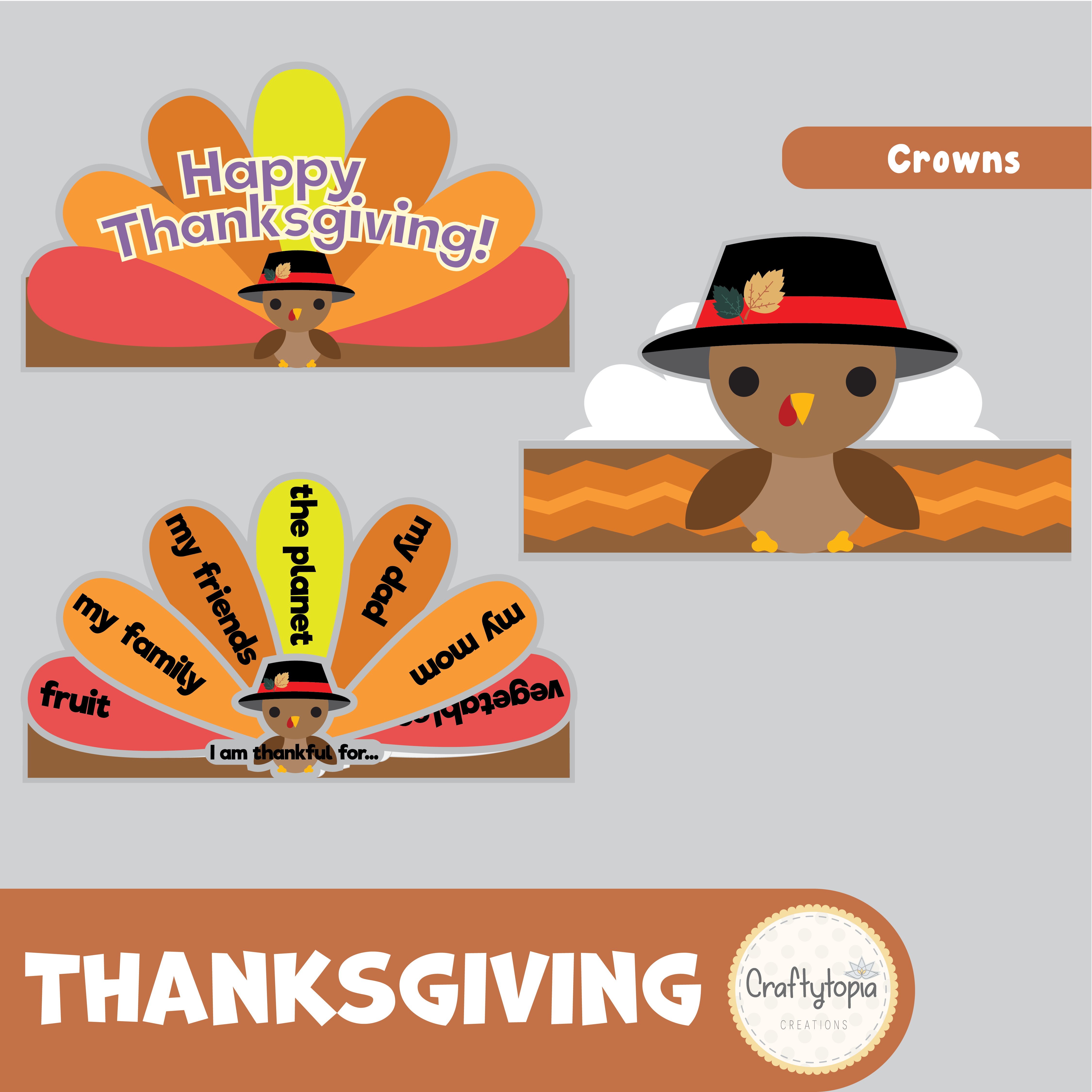 Printable Thanksgiving Turkey Crown Craft Kids Activity
