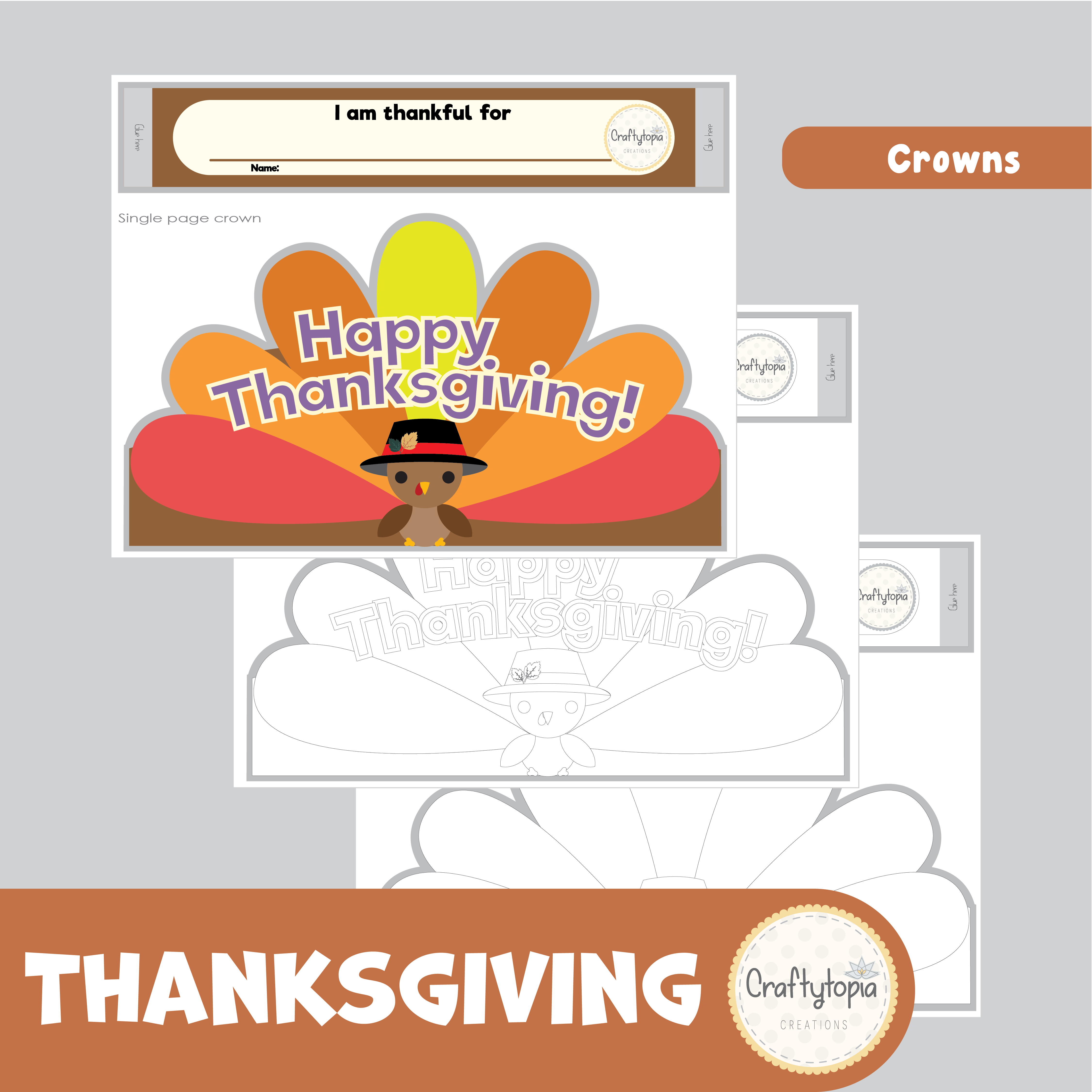 Printable Thanksgiving Turkey Crown Craft Kids Activity