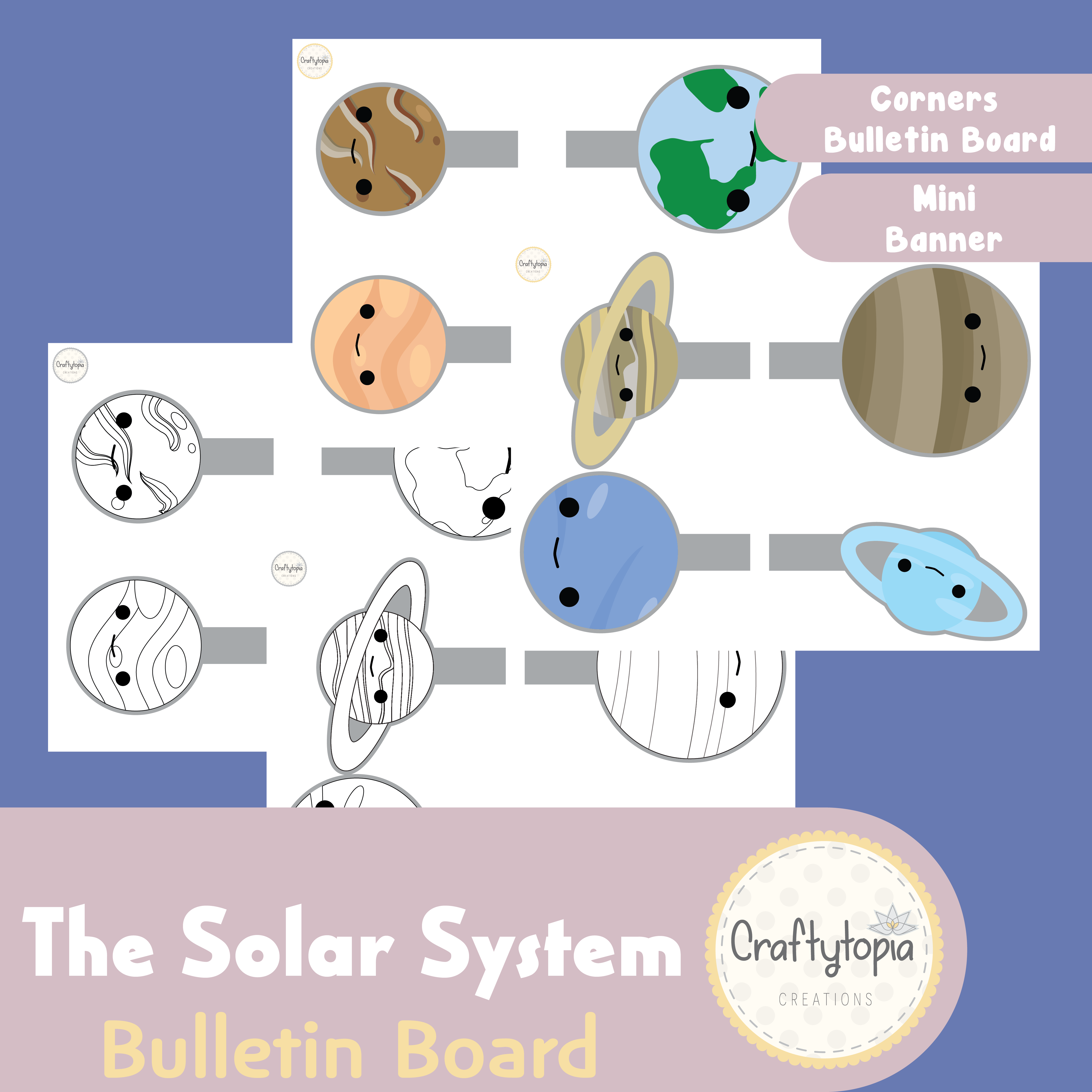 Printable Solar System Bulletin Board Decoration for coloring