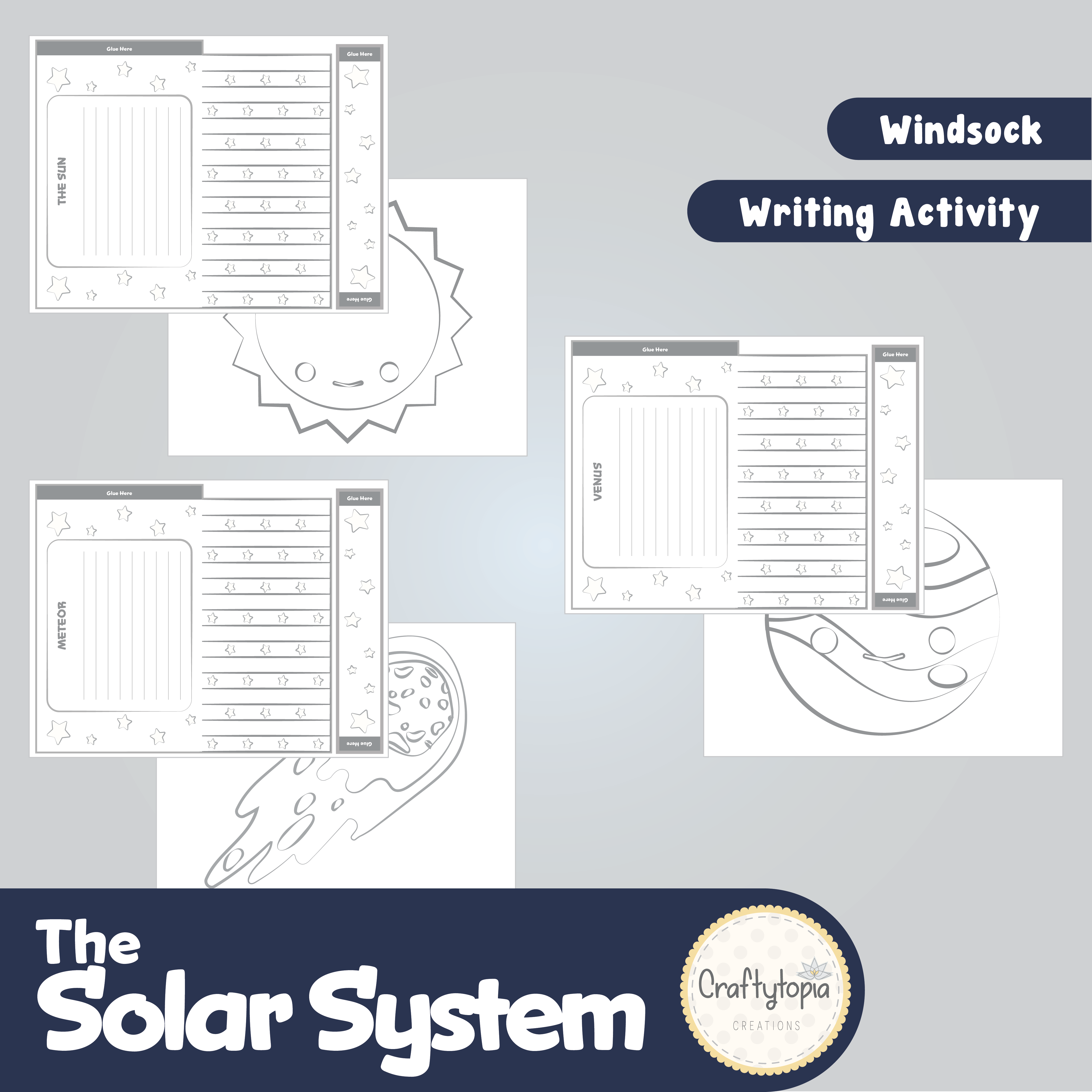 Printable Solar System Windsocks Kids Activity for coloring