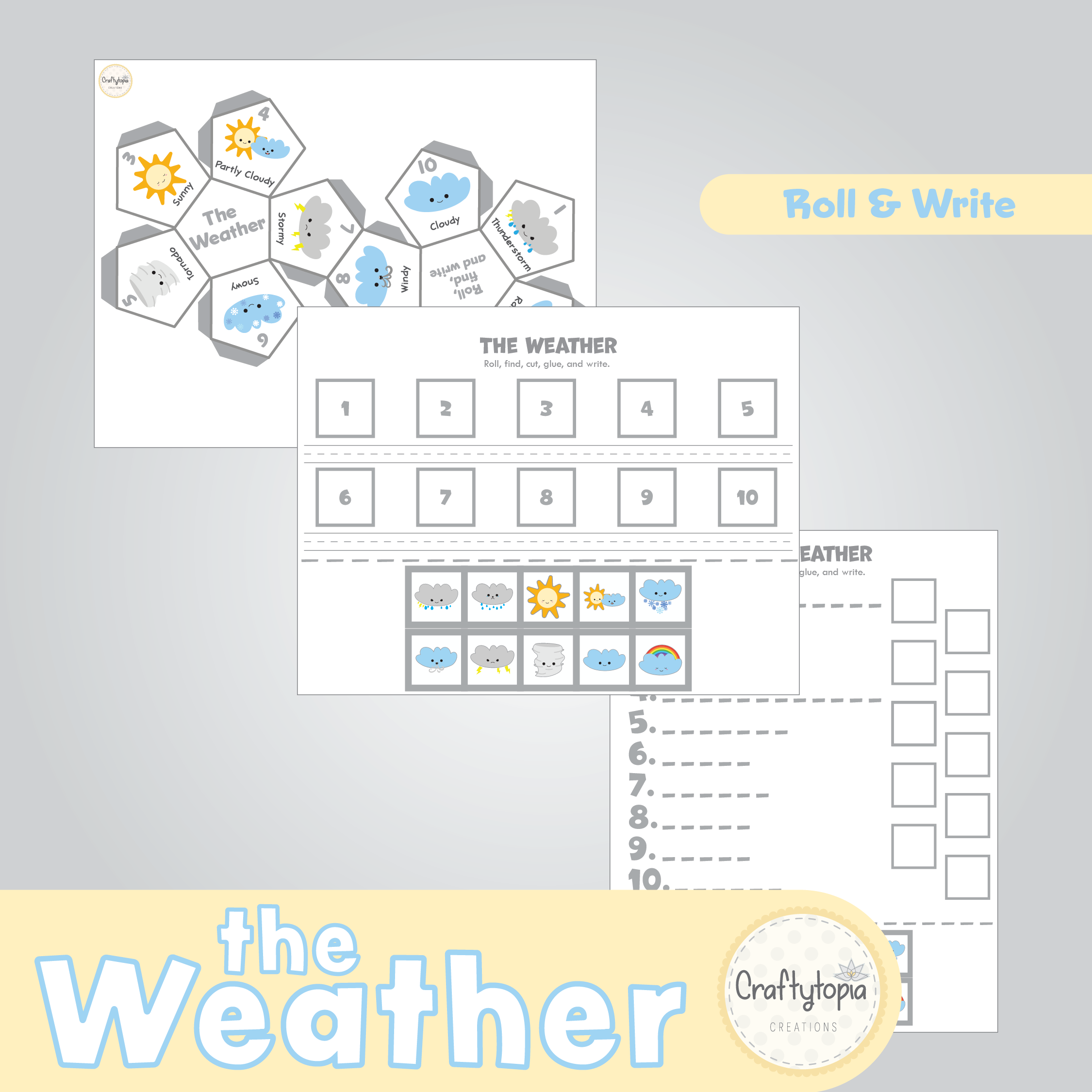 D Ice Weather Program Weather Dice Game | Printable Roll & Write Activity - Craftytopia ...