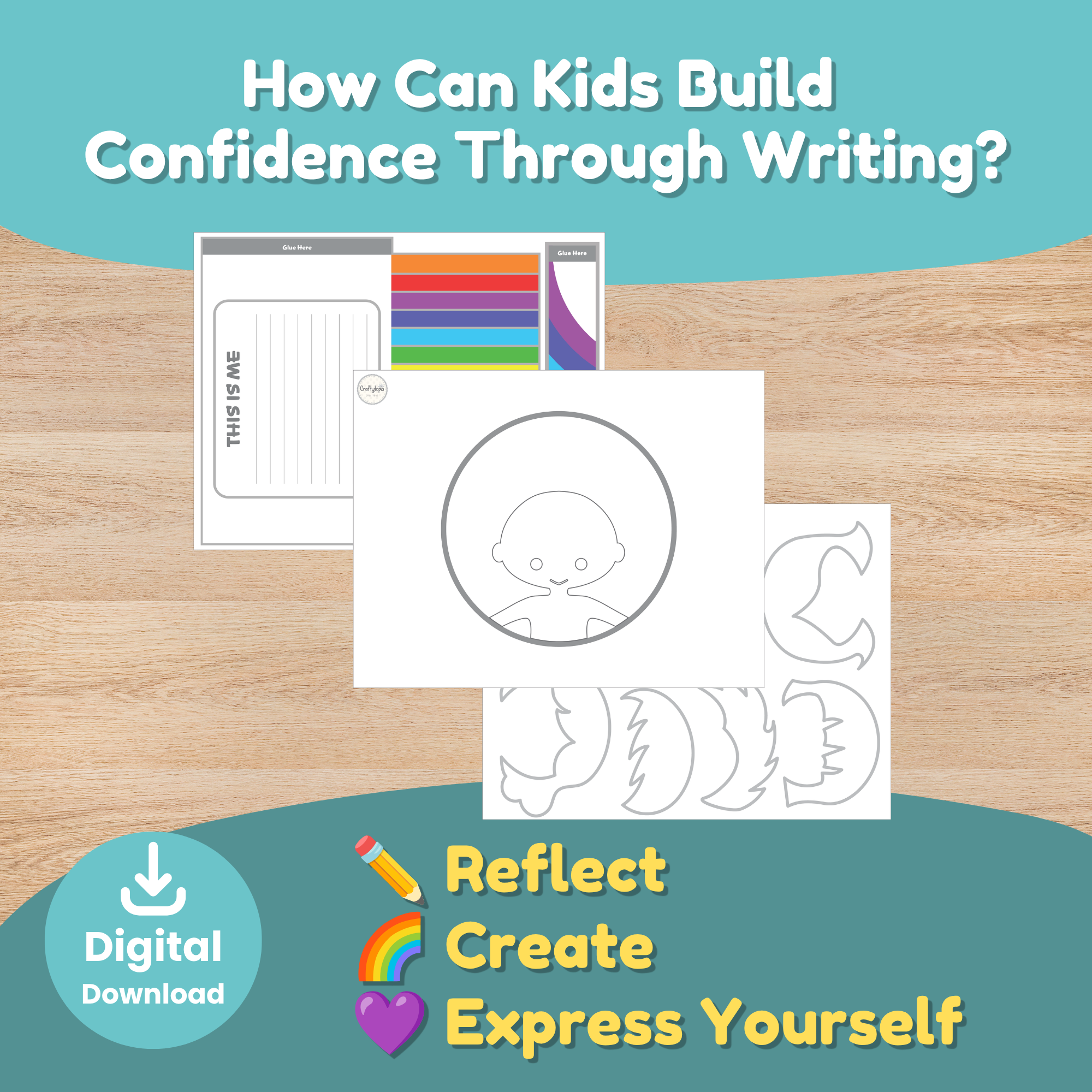 Printable self-expression windsock craft for kids featuring writing prompts, character customization pieces, and SEL reflection activities that help children build confidence and express themselves.