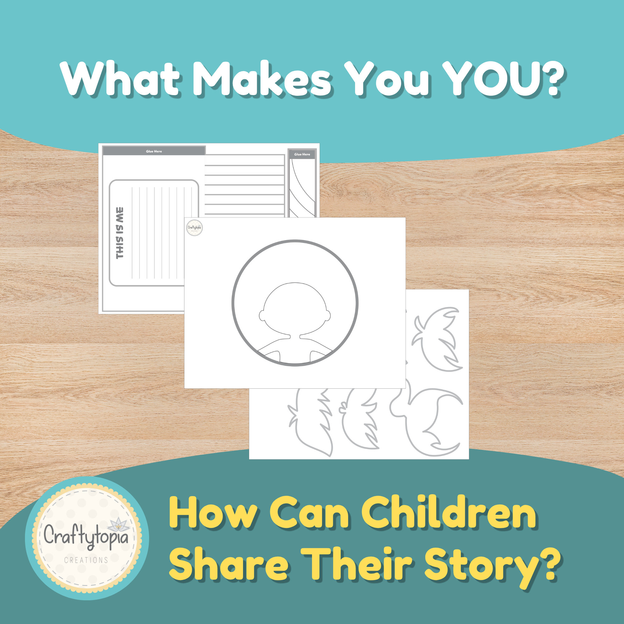 Black and white This Is Me Windsock printable craft with coloring option, writing template, and customizable character pieces. Social-emotional learning activity that encourages self-awareness and creativity.