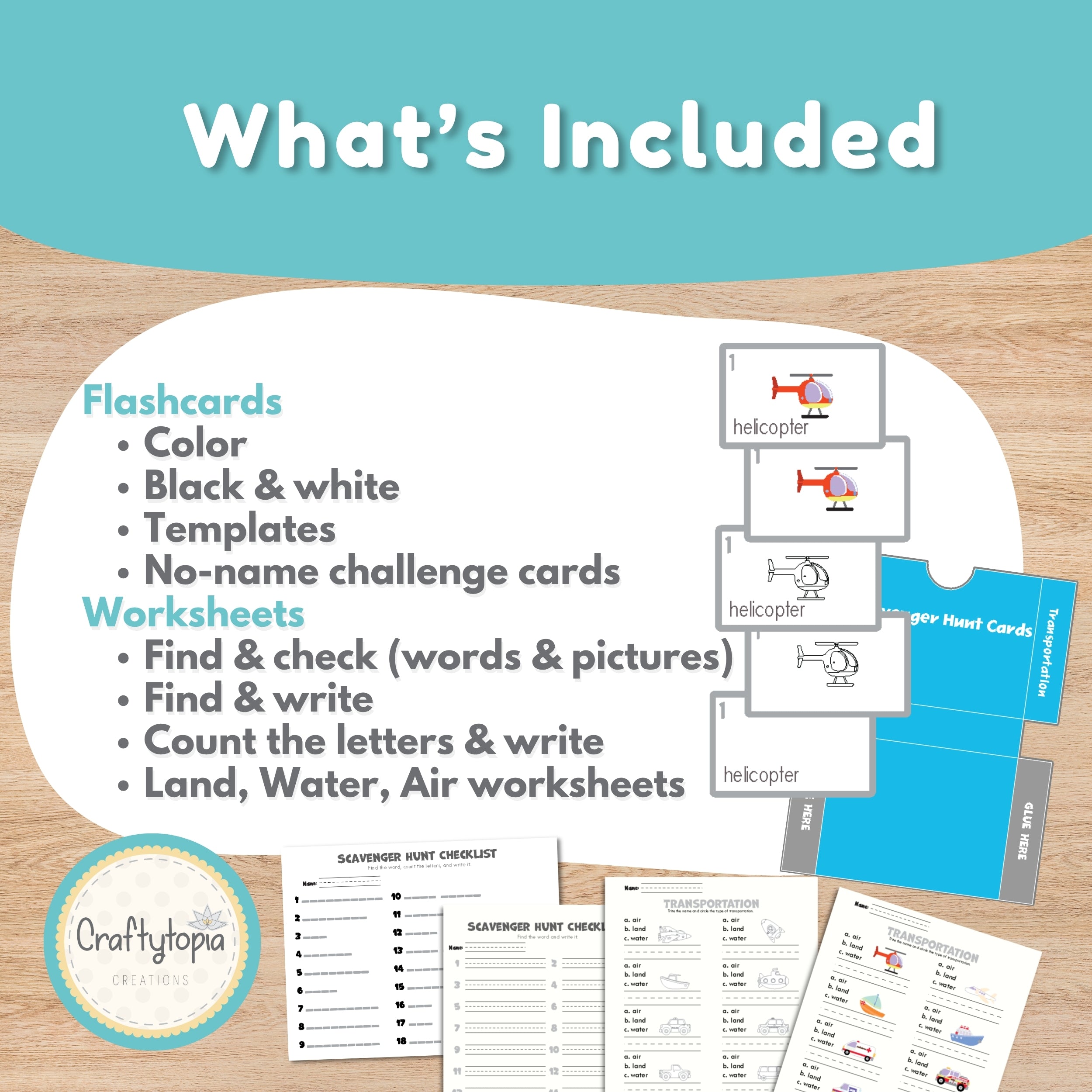 Kindergarten transportation scavenger hunt printable