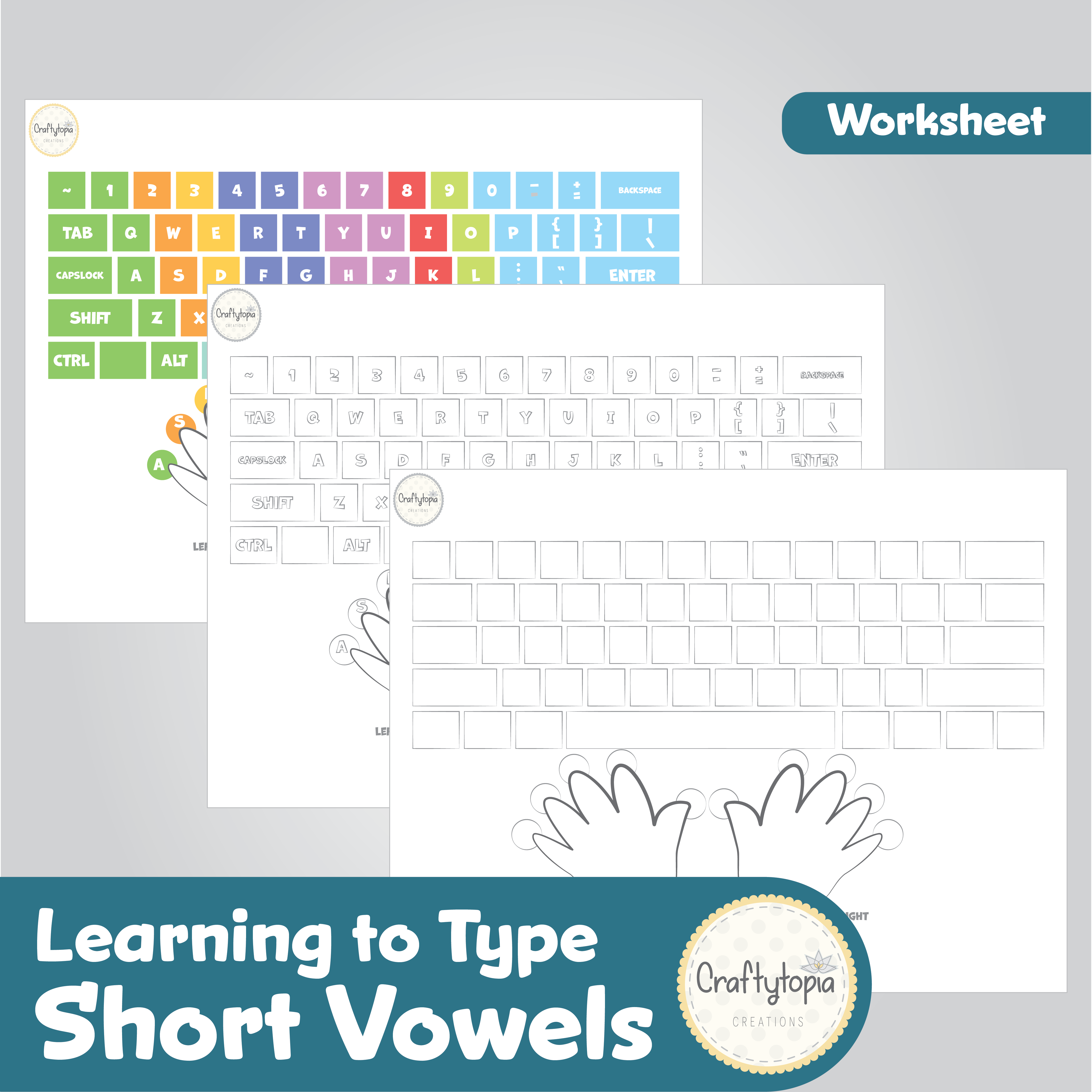 Printable Short Vowel Words Laptop Kids Activity