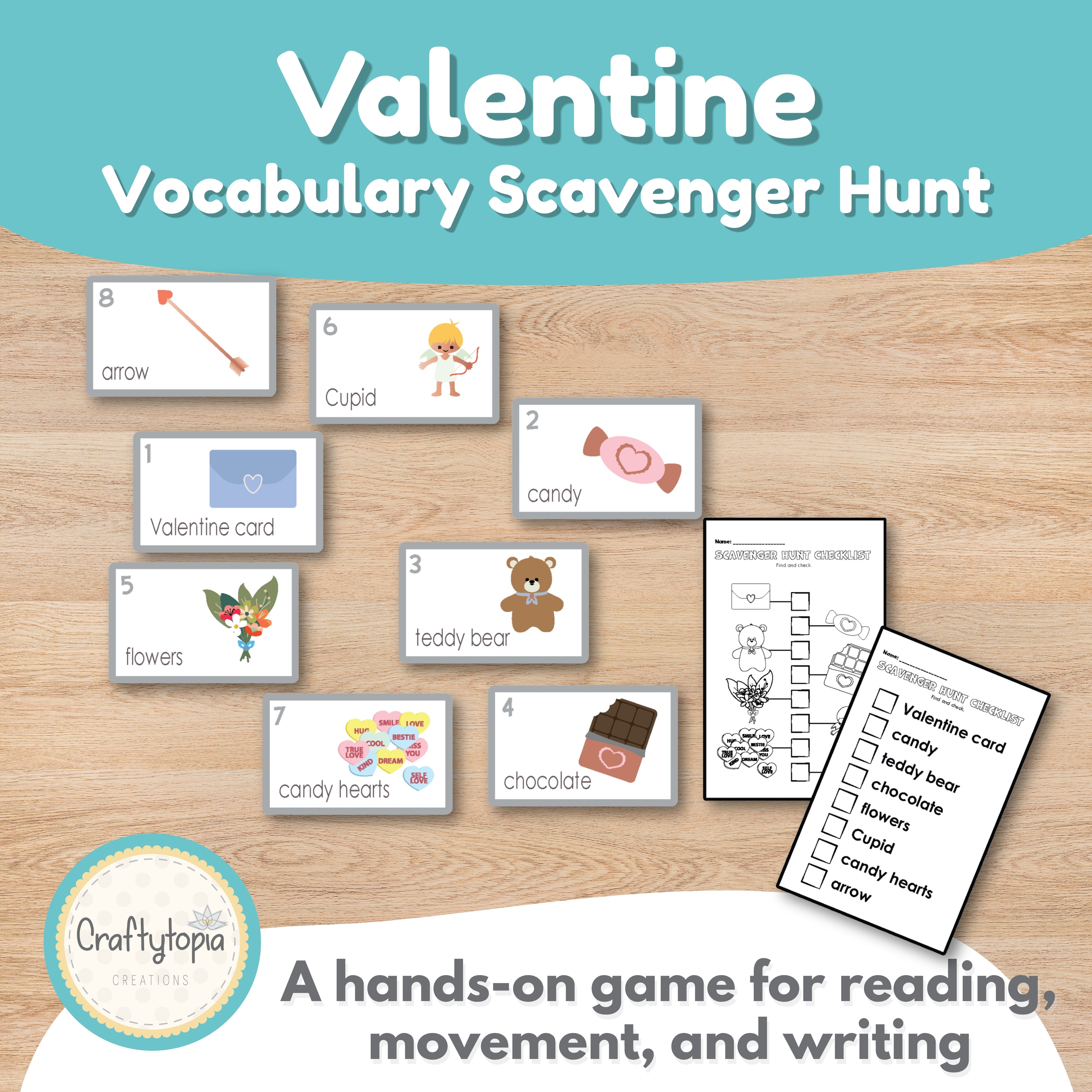 Valentine scavenger hunt printable for kids