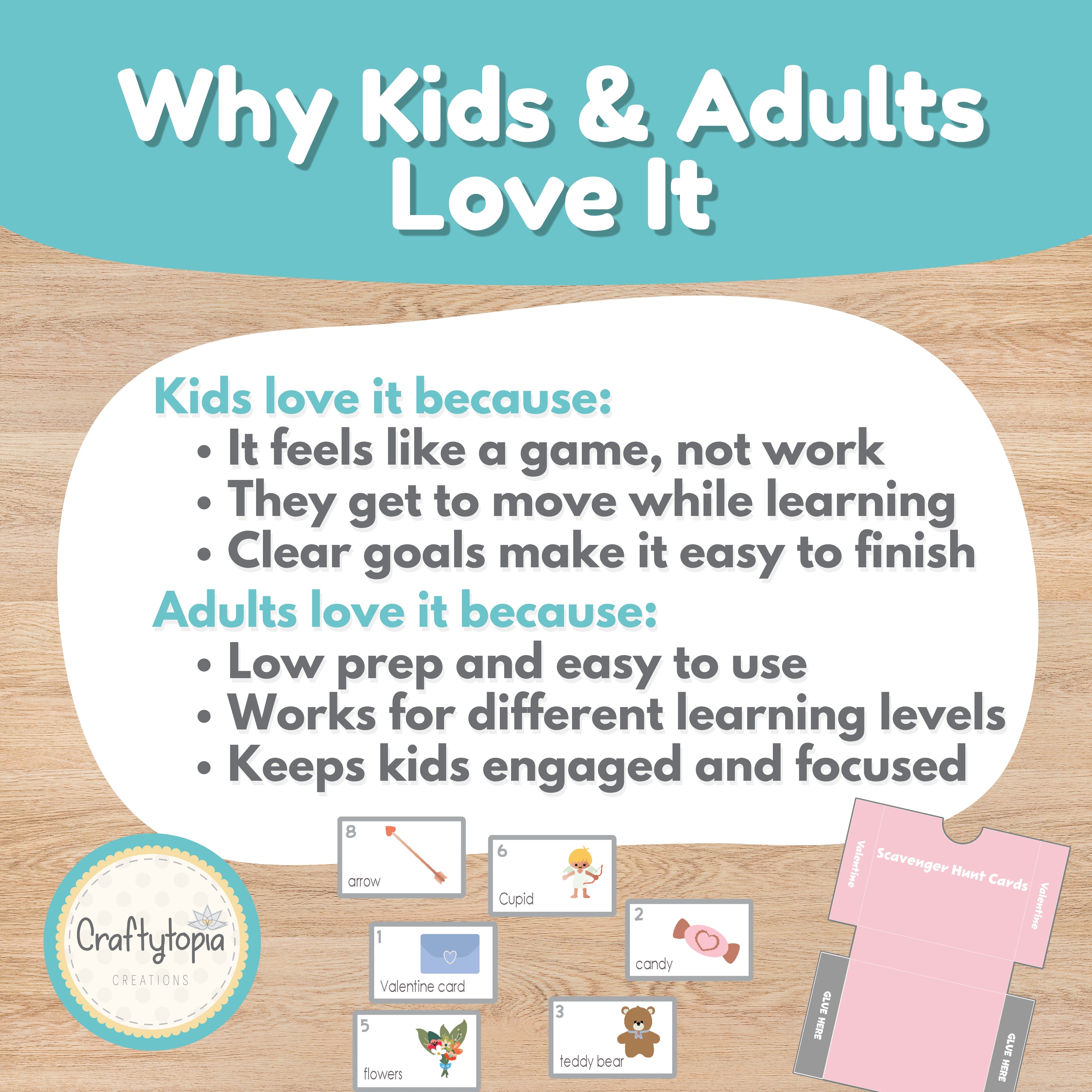 Kindergarten Valentine scavenger hunt worksheets
