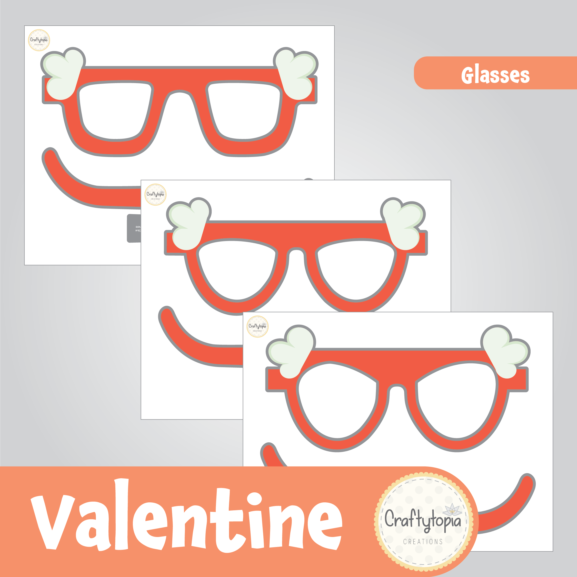 Printable Valentine Giant Candy Hearts Glasses Kids Activity in color