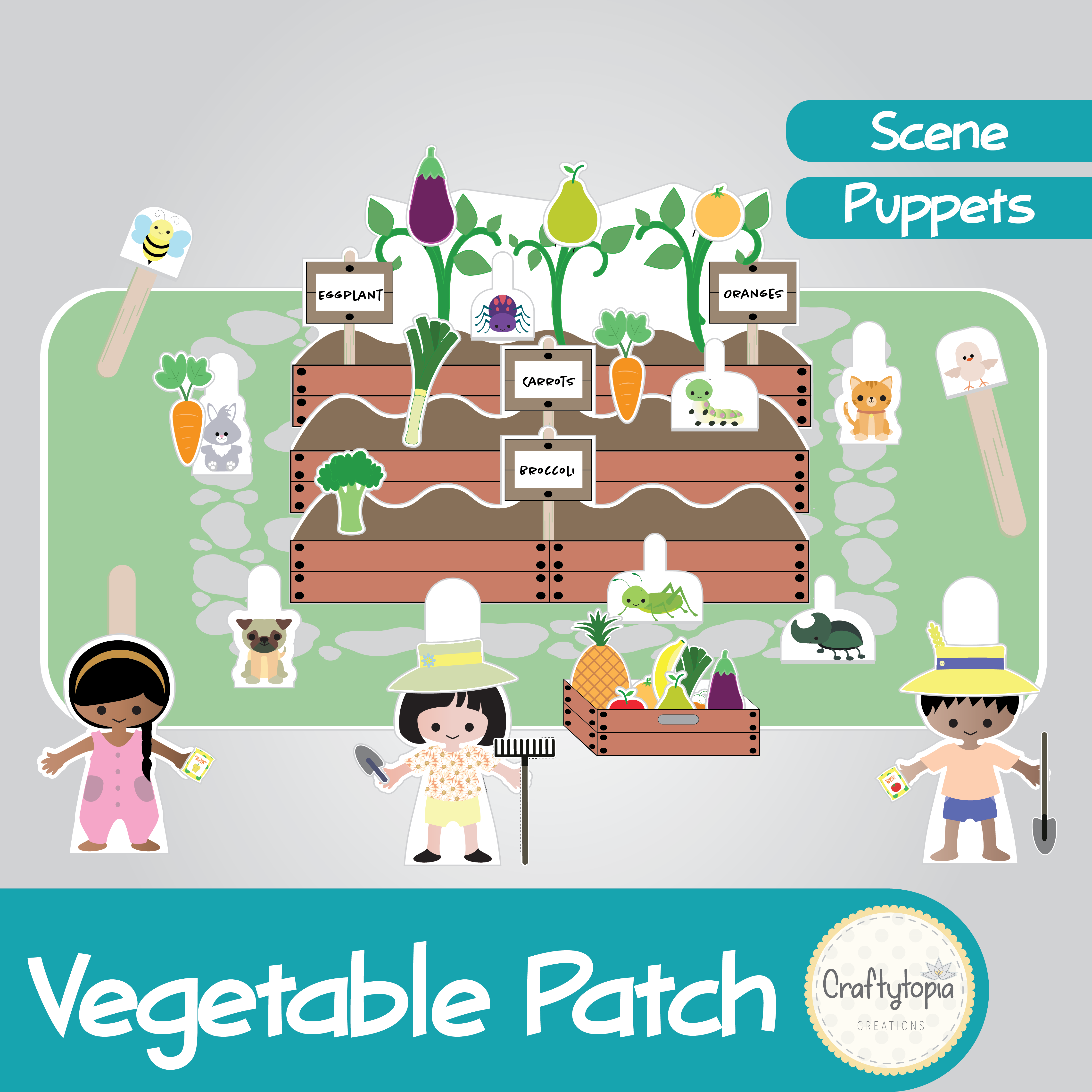 Vegetable Patch Scene and Puppets | Kids Storytelling - Craftytopia ...