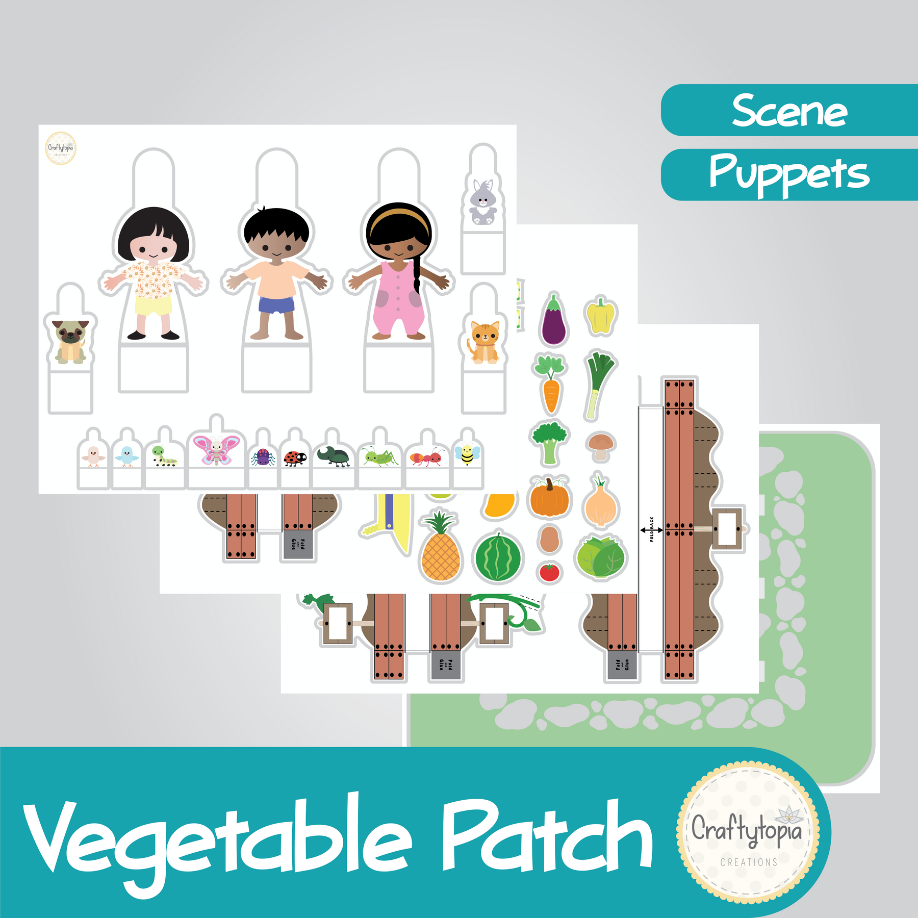 Vegetable Patch Scene and Puppets | Kids Storytelling - Craftytopia ...