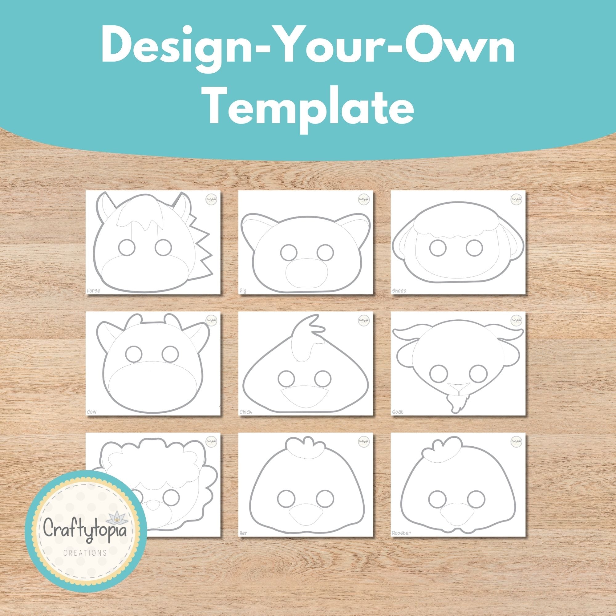 Printable Farm Masks Kids Activity template