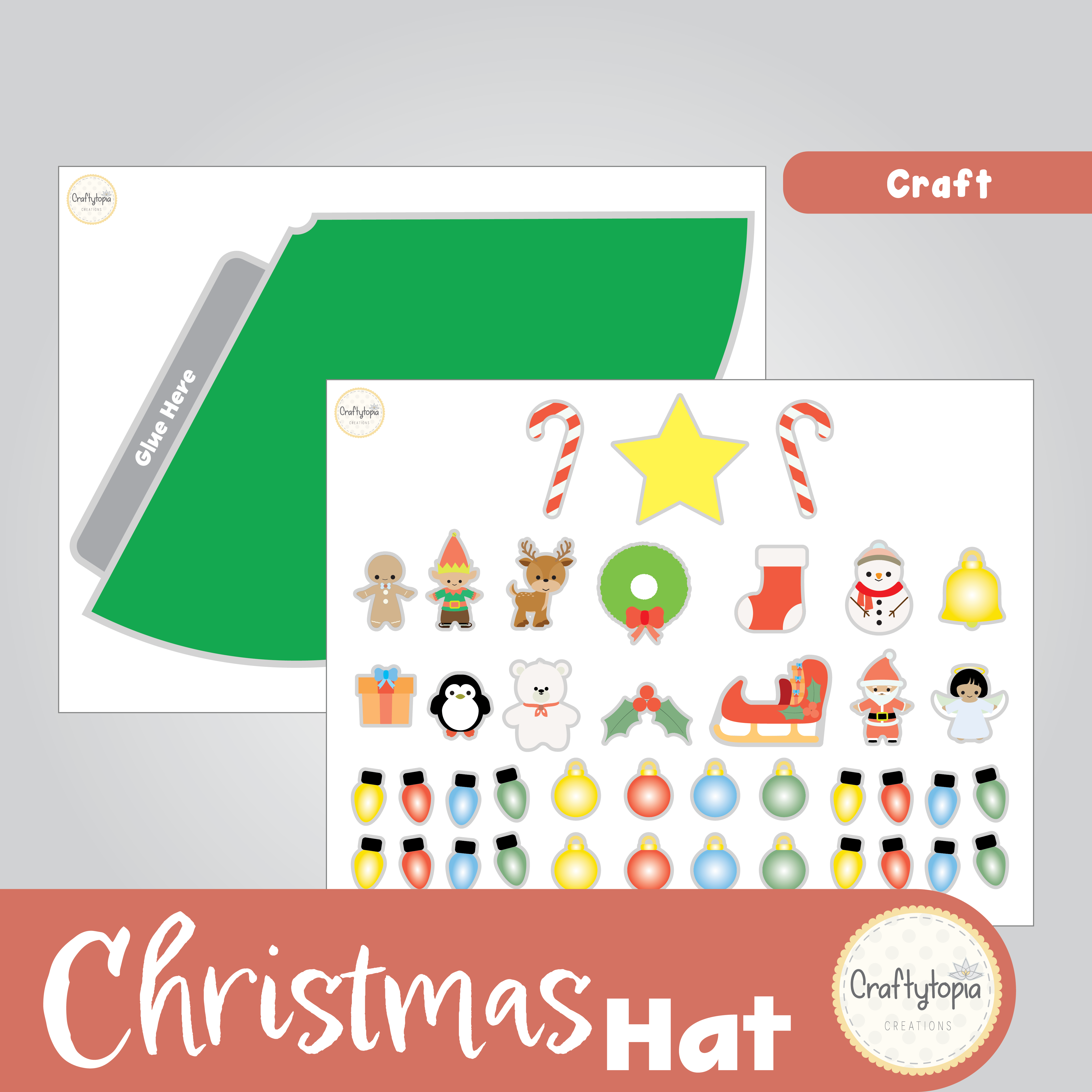 Printable Christmas Tree Hat Craft Kids Activity ornaments